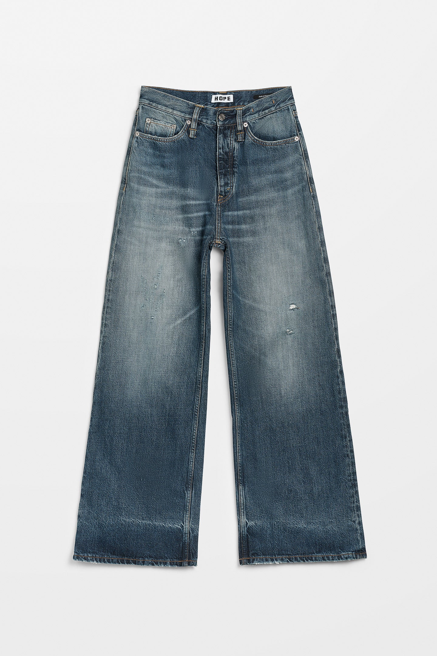 Wide-Leg Jeans in Mid Blue Cross Hatch – HOPE STHLM
