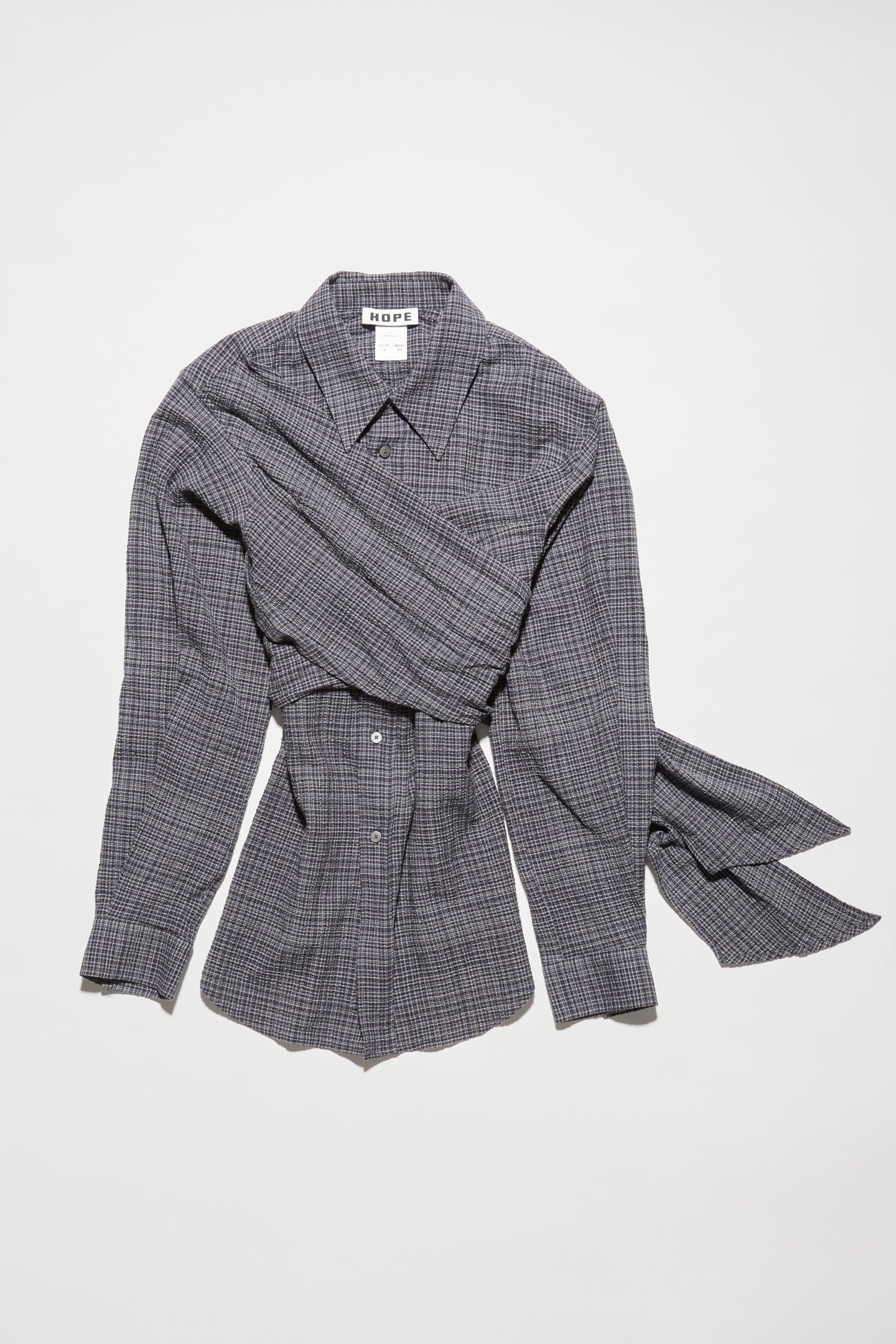 Wrapover Shirt - Twisty Shirt in Grey Micro Check – HOPE STHLM