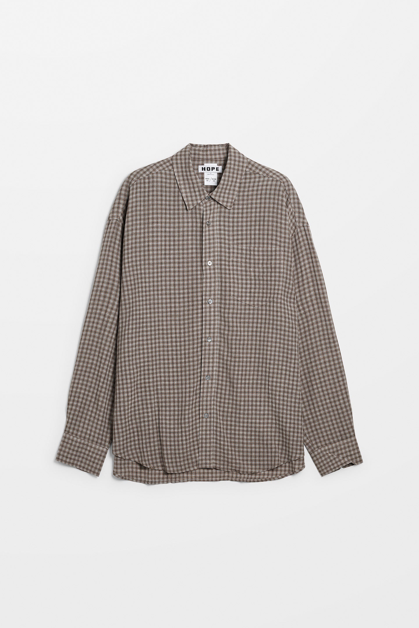 Wide-Fit Shirt in Soft Grey Check – HOPE STHLM