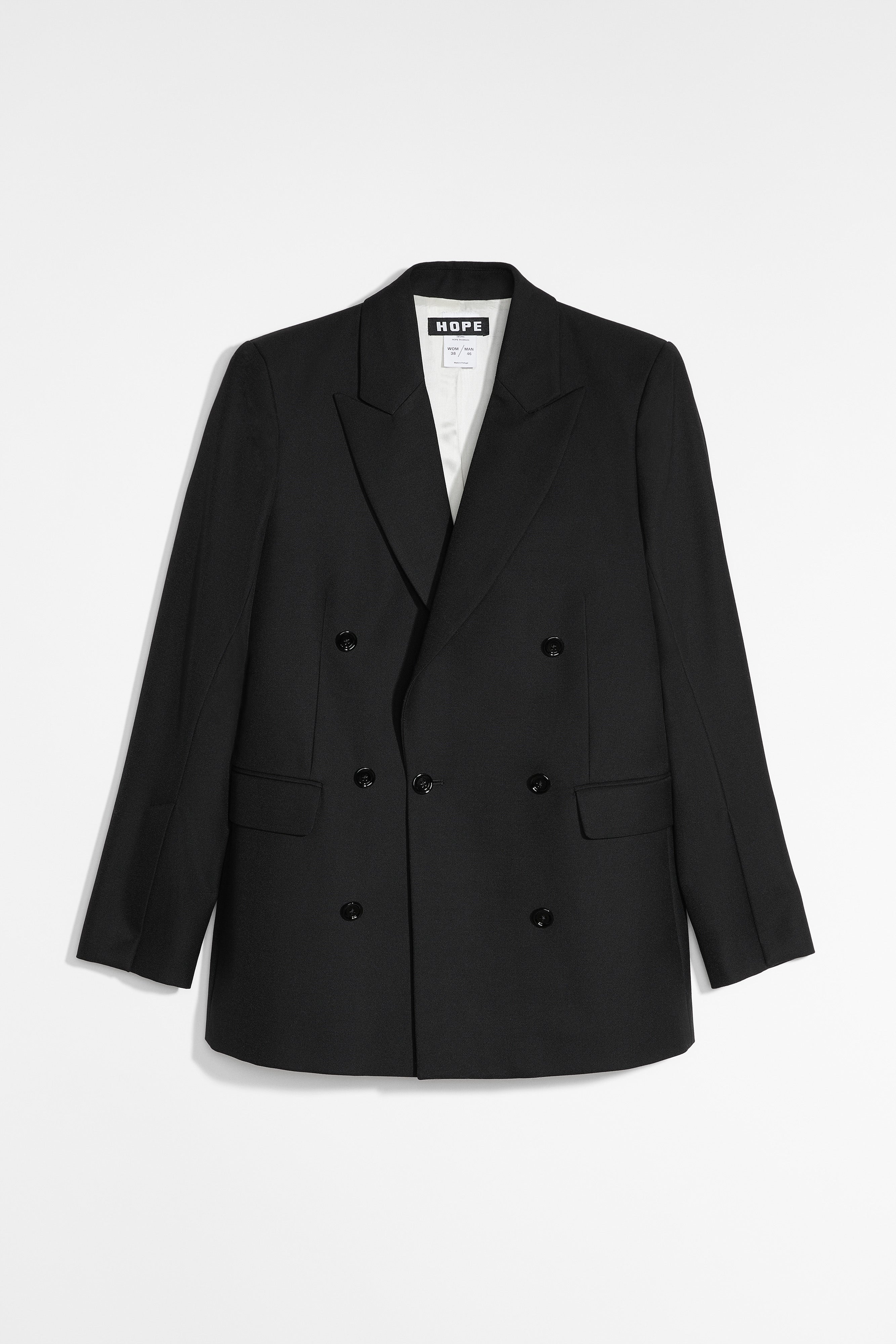 Built-up Double Breasted Blazer in Black – HOPE STHLM Built-up Double Breasted Blazer in Black – HOPE STHLM