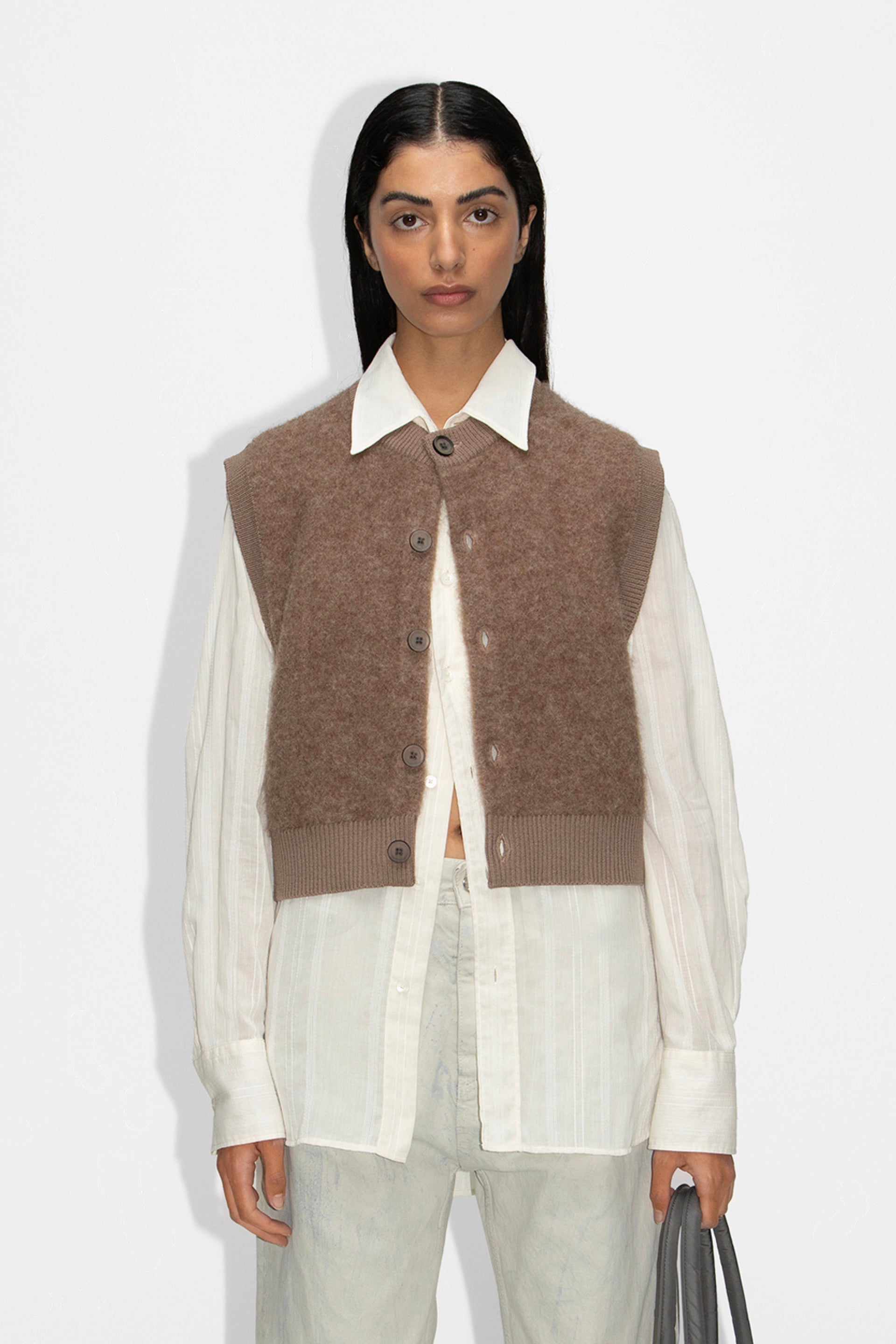 Knitted Beige Wool Study Alpaca Vest – HOPE Vest STHLM in -