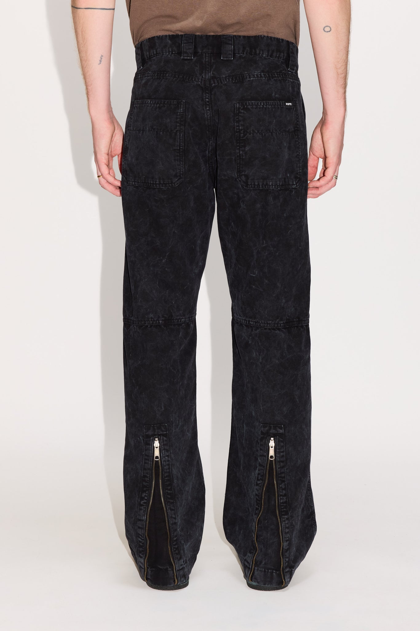 Relaxed Zipped Trousers - Rush Zip Trousers in Black Marble