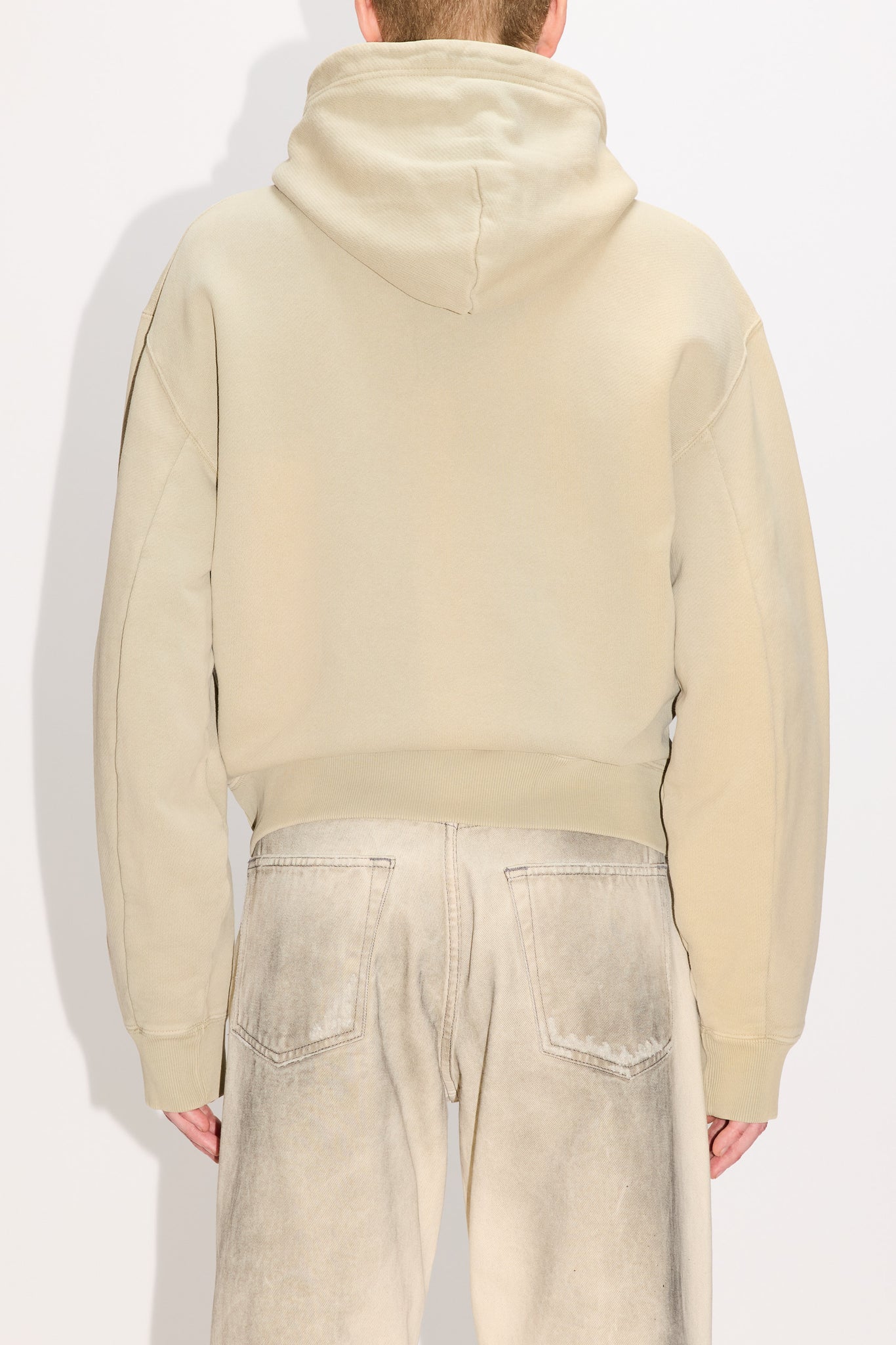 Oversized Zip-up Hoodie - Bubble Zip Hoodie in Faded Khaki
