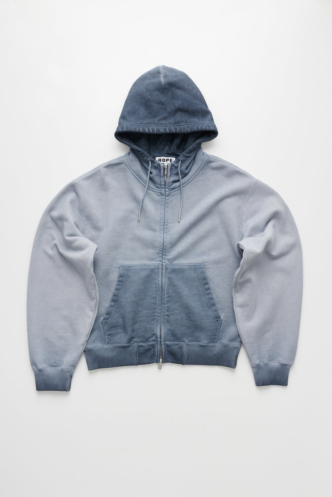 Oversized Zip-up Hoodie Bubble Zip Hoodie in Ocean Blue Wash