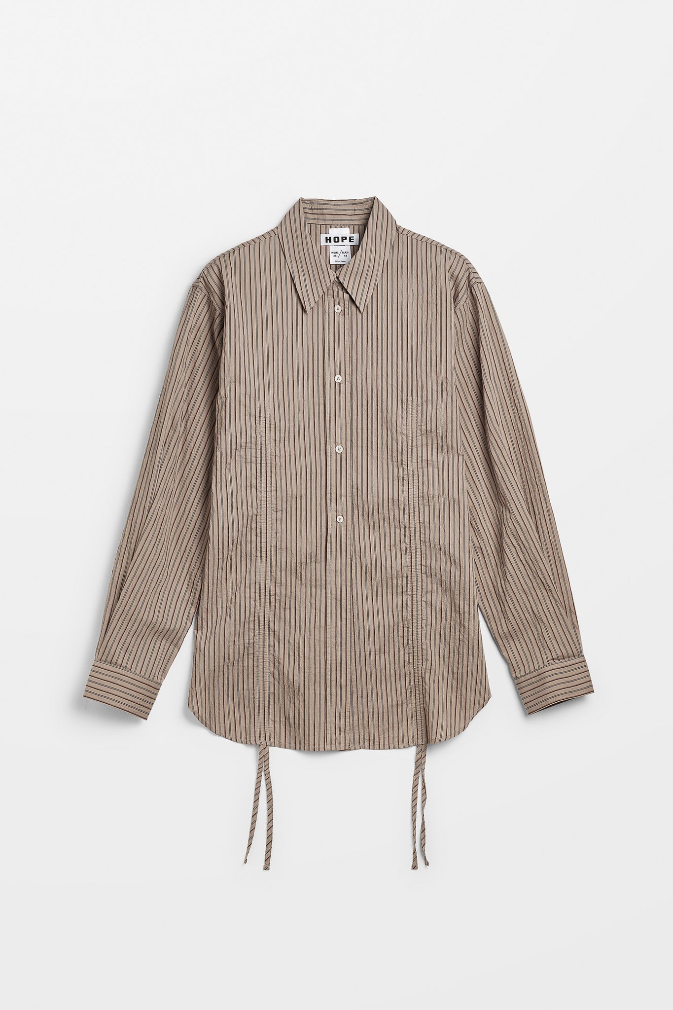 Drawstring Shirt in Vintage Brown Stripe – HOPE STHLM