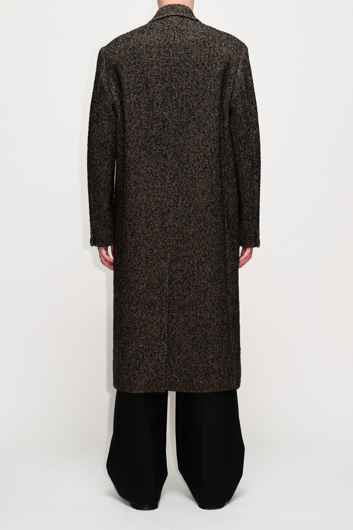 Relaxed Double Breasted Coat - Time Coat in Grey Herringbone