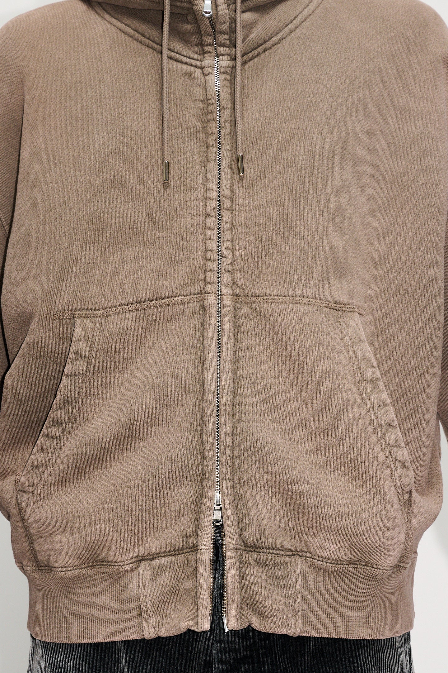 Oversized Zip-up Hoodie - Bubble Zip Hoodie in Vintage Mud
