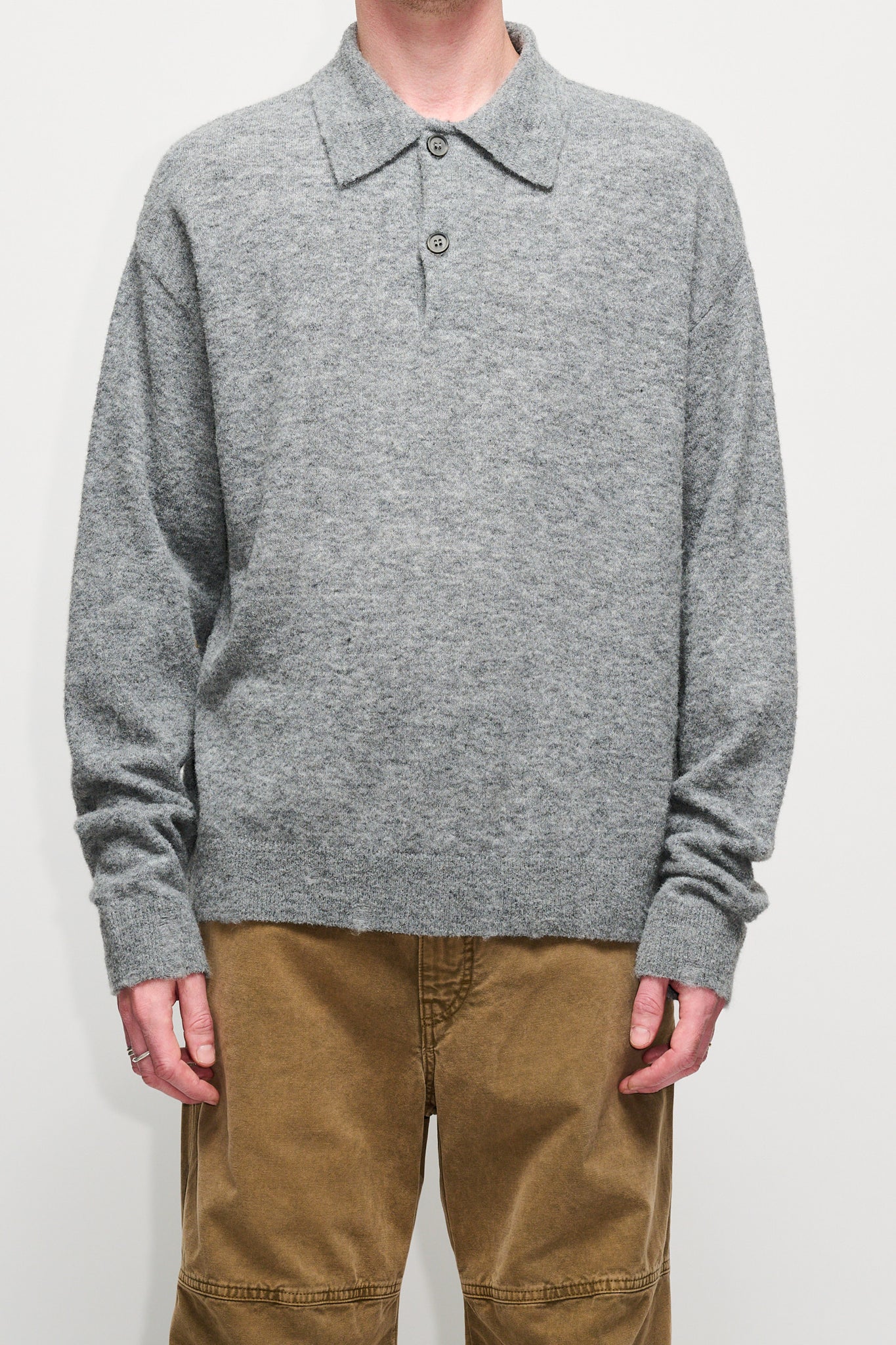 Polo Sweater - Preppy Sweater in Soft Grey Melange – HOPE STHLM