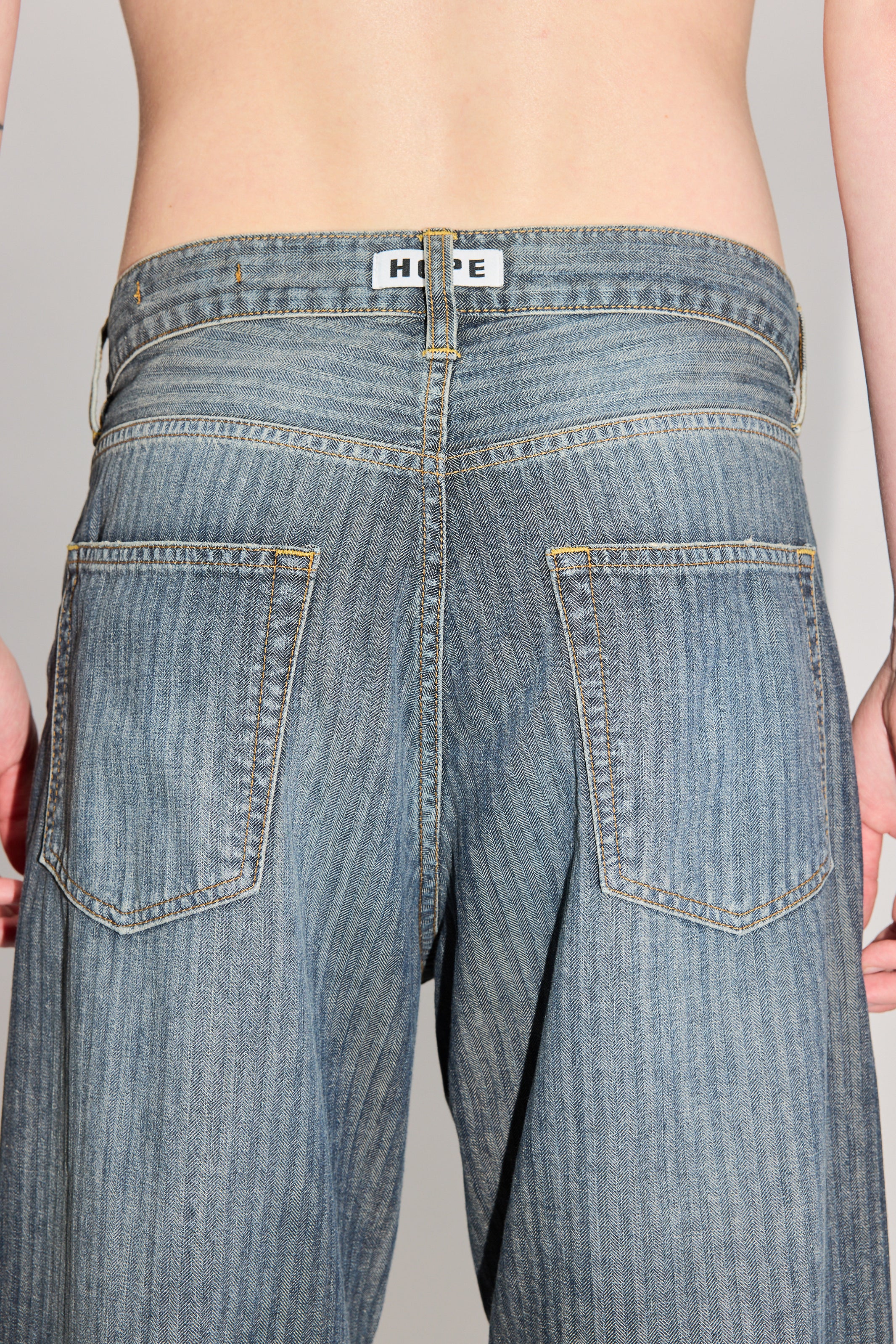 Loose-fit Jeans in Mid Blue Herringbone – HOPE STHLM