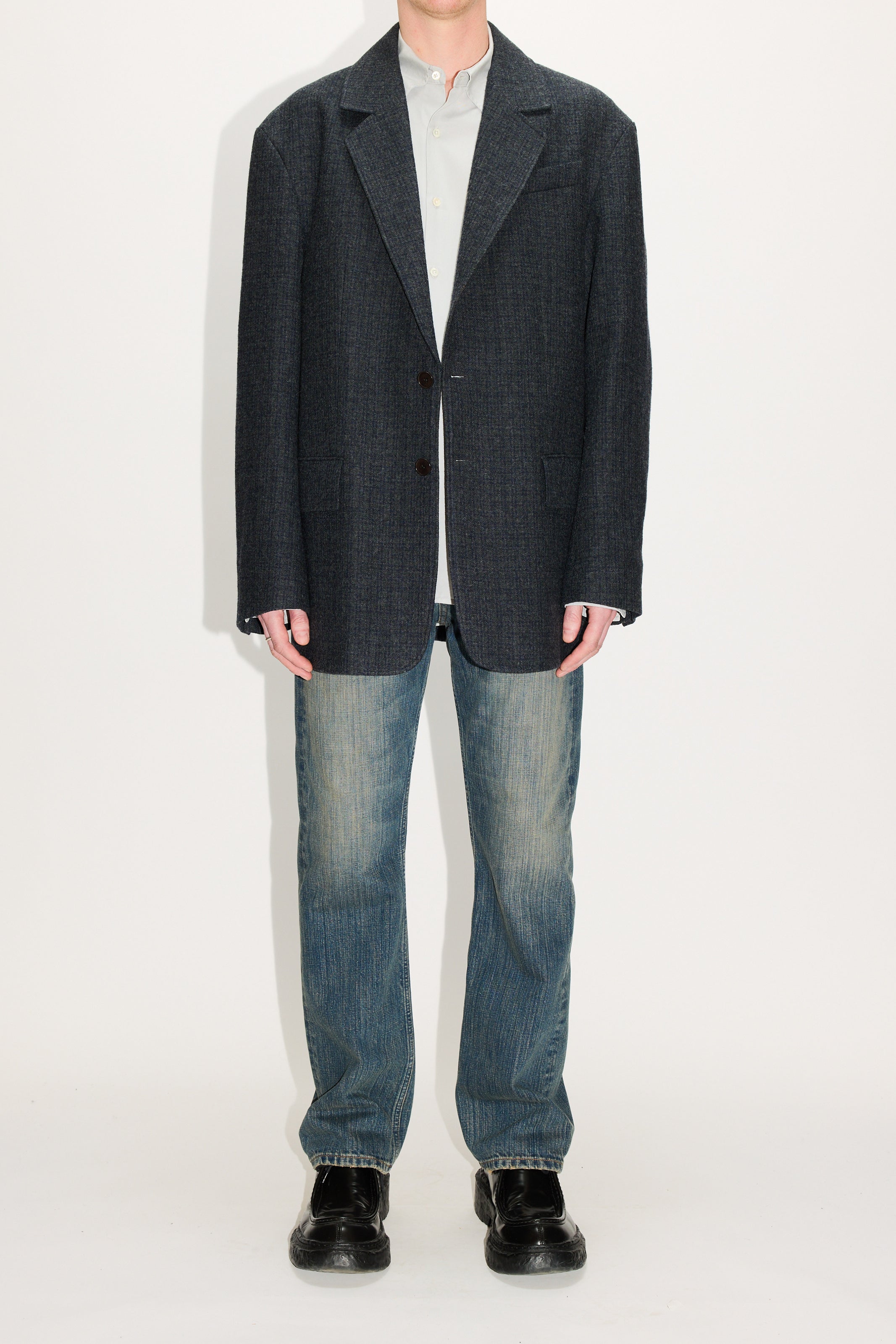 Oversized Blazer in Grey Blue Check – HOPE STHLM