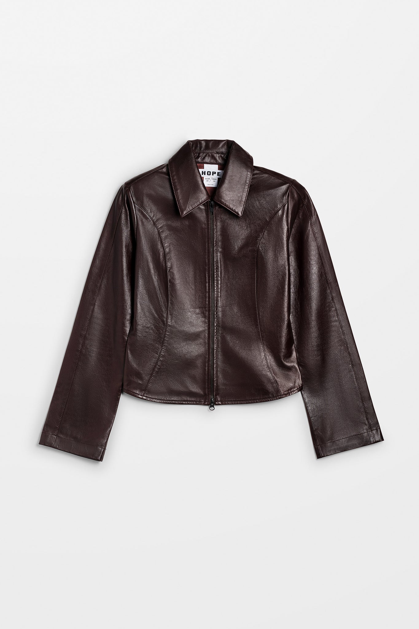 Slim Zip-Up Leather Shirt