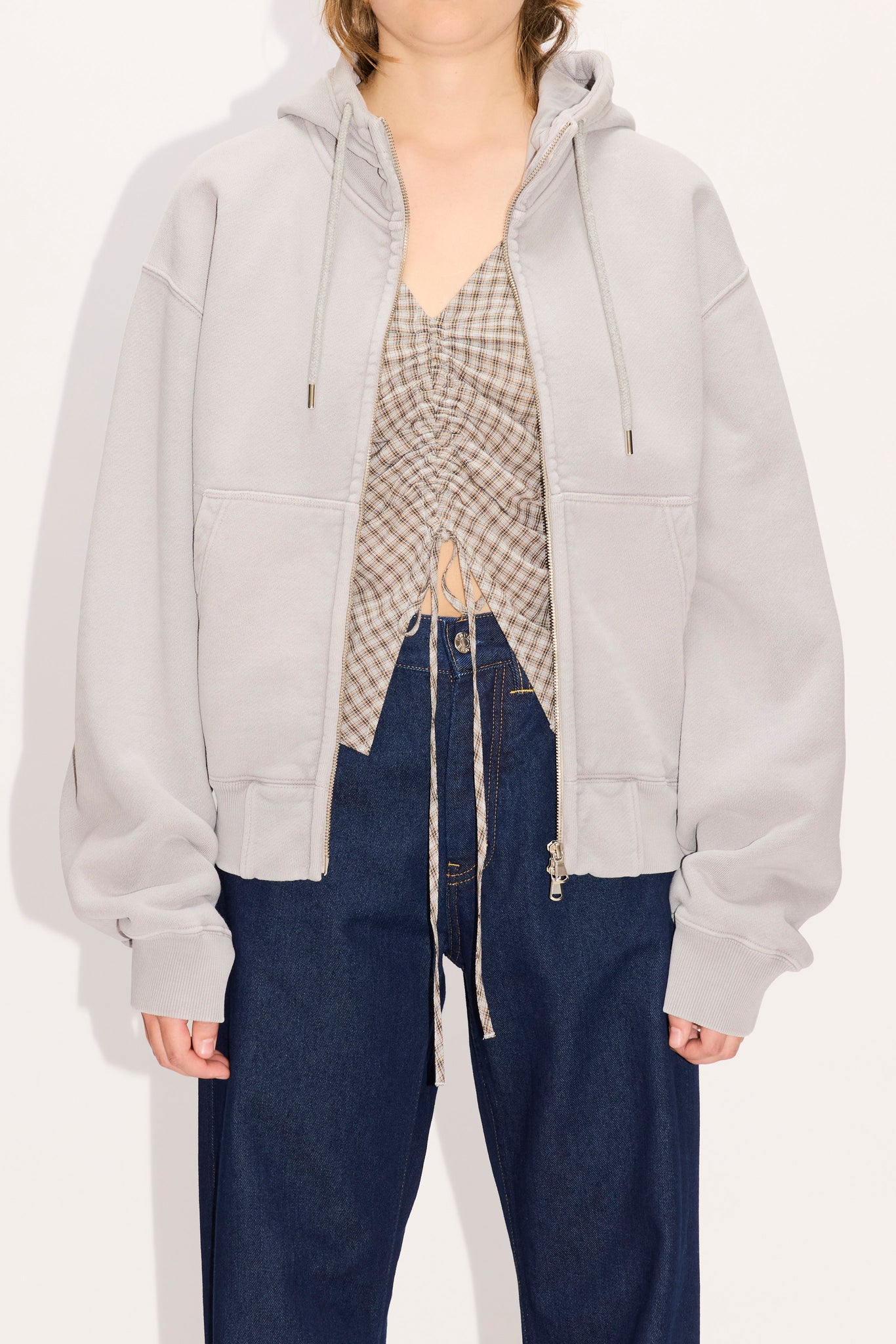トップス OE-SELMENT MUTED AGE KNIT ZIP HOODIE Oversized Zip-Up Hoodie in Dove Grey – HOPE STHLM