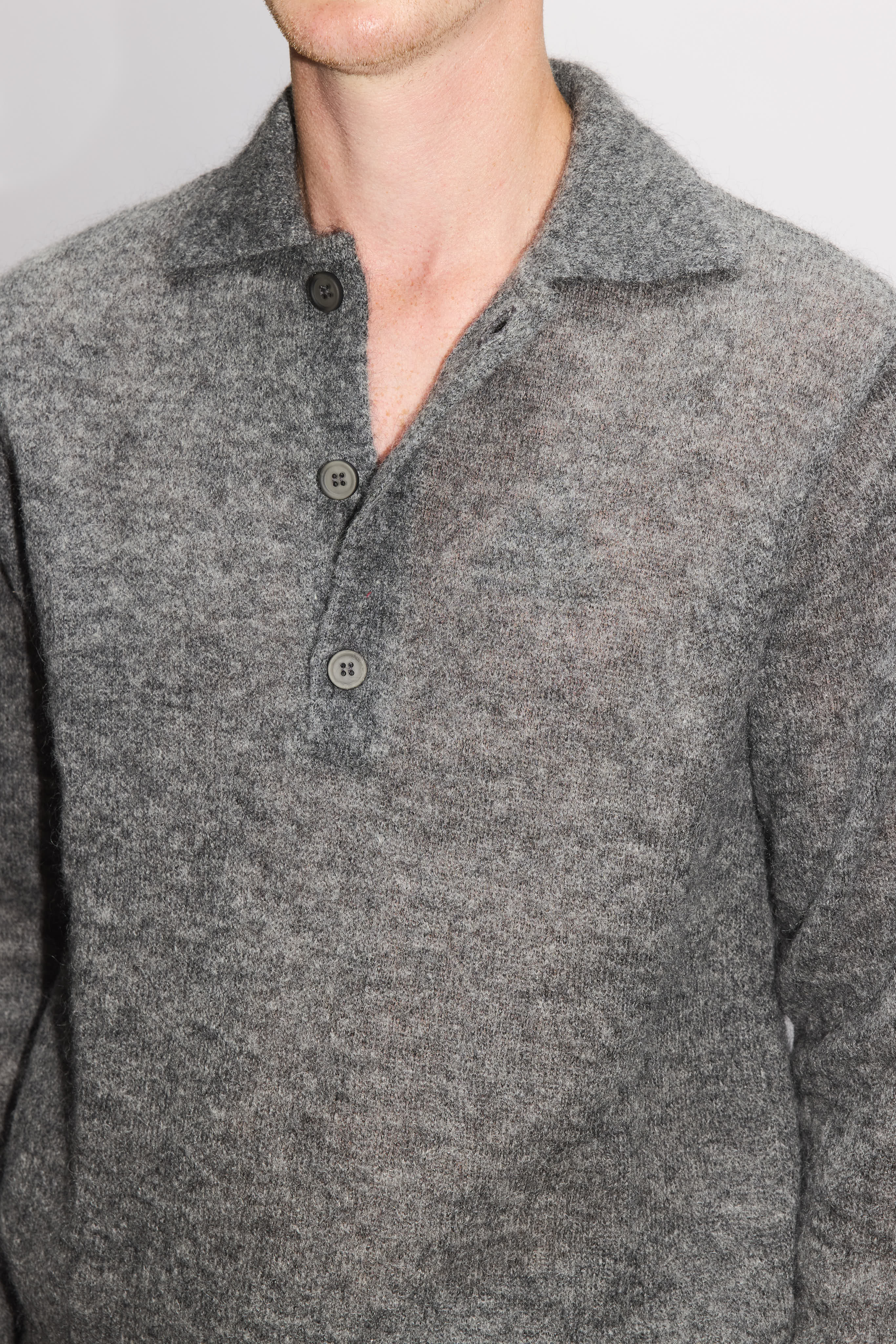 Slim-Fit Polo Sweater - Proper Sweater in Grey Alpaca – HOPE STHLM