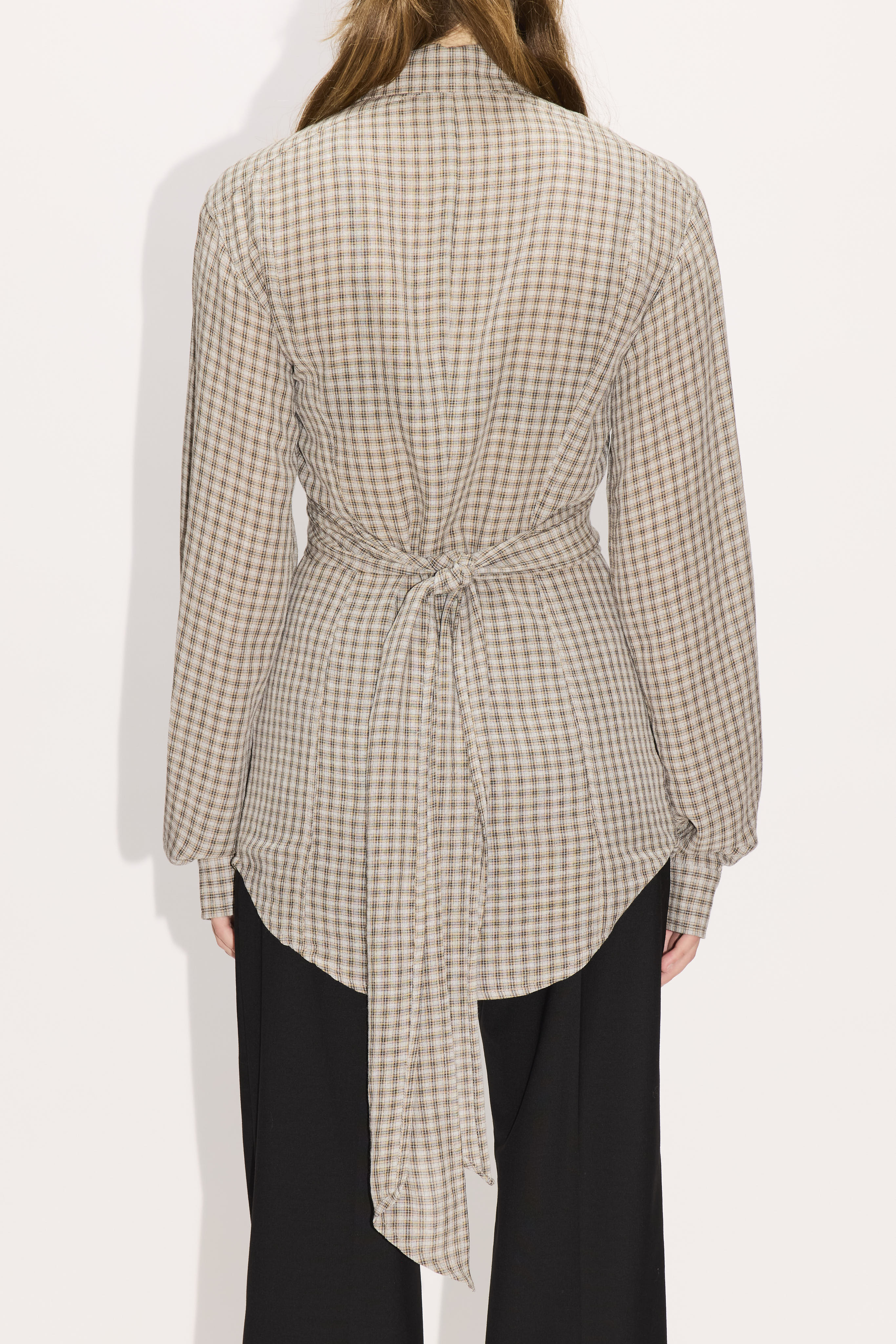 Wrapover Shirt in Soft Grey Check – HOPE STHLM