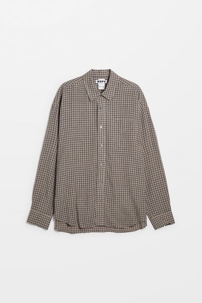Wide-Fit Shirt in Soft Grey Check – HOPE STHLM