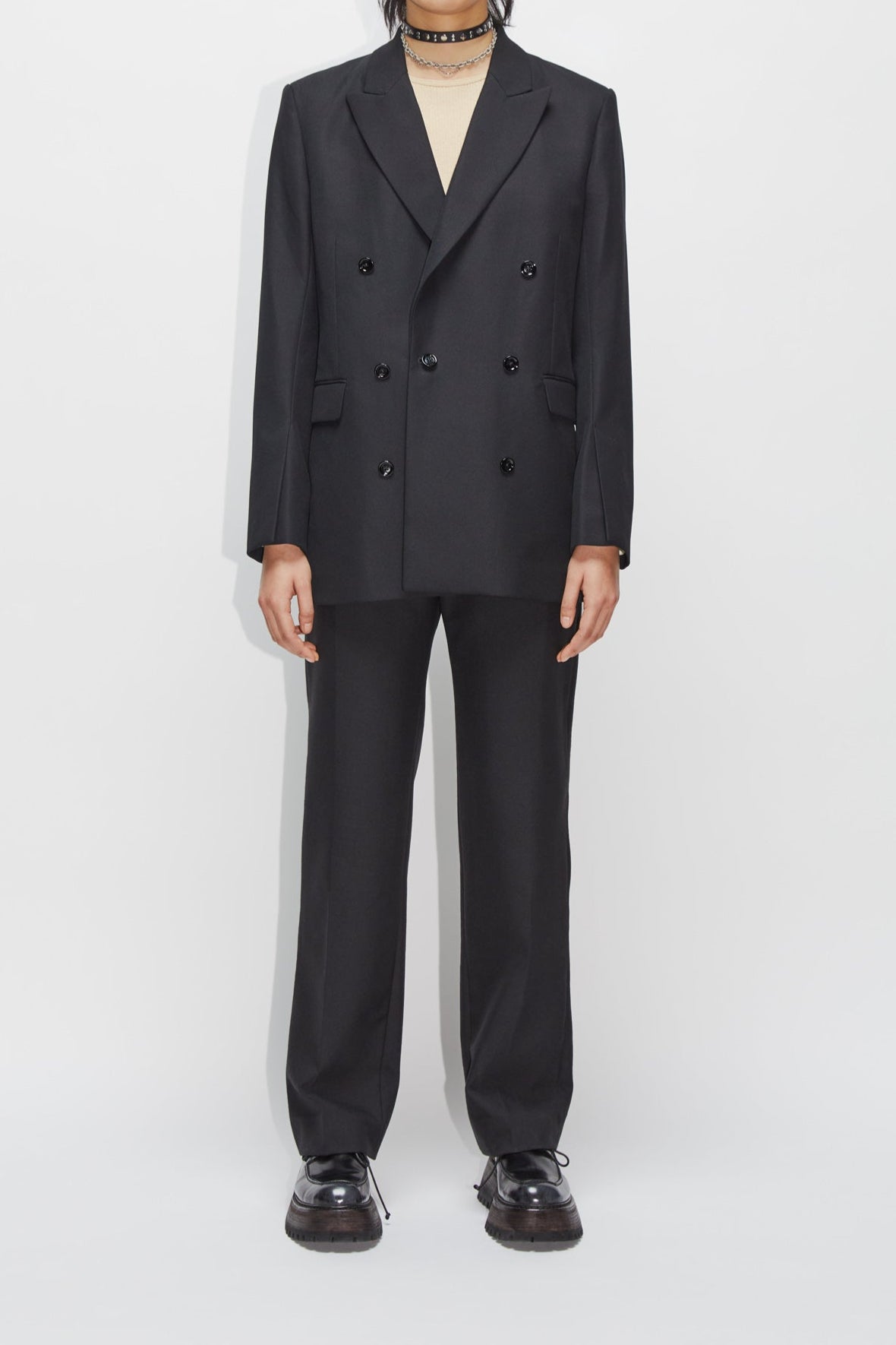 ボトムスその他 Remain Double-Breasted Black Fitted Blazer Relaxed Double-breasted Blazer In City Twill For Women | J.Crew