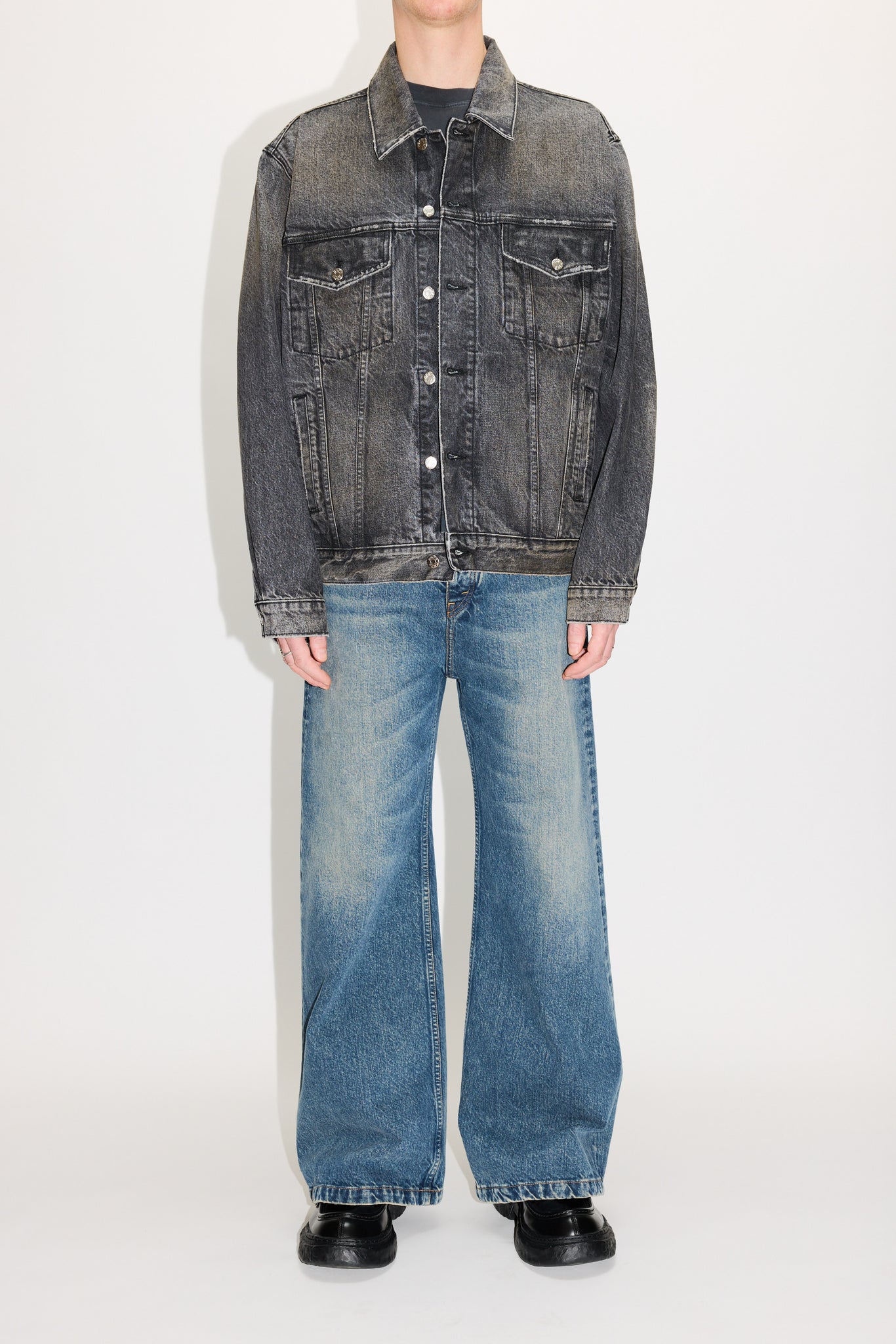 Cinch Mens Color Blocked Printed Bonded Jacket - Stone/Blue