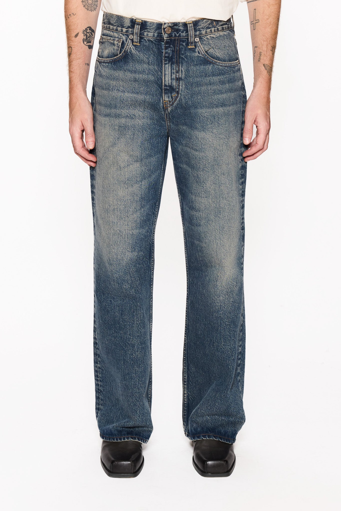 Bootcut Jeans - Beat Jeans in Mid Blue Dirty – HOPE STHLM