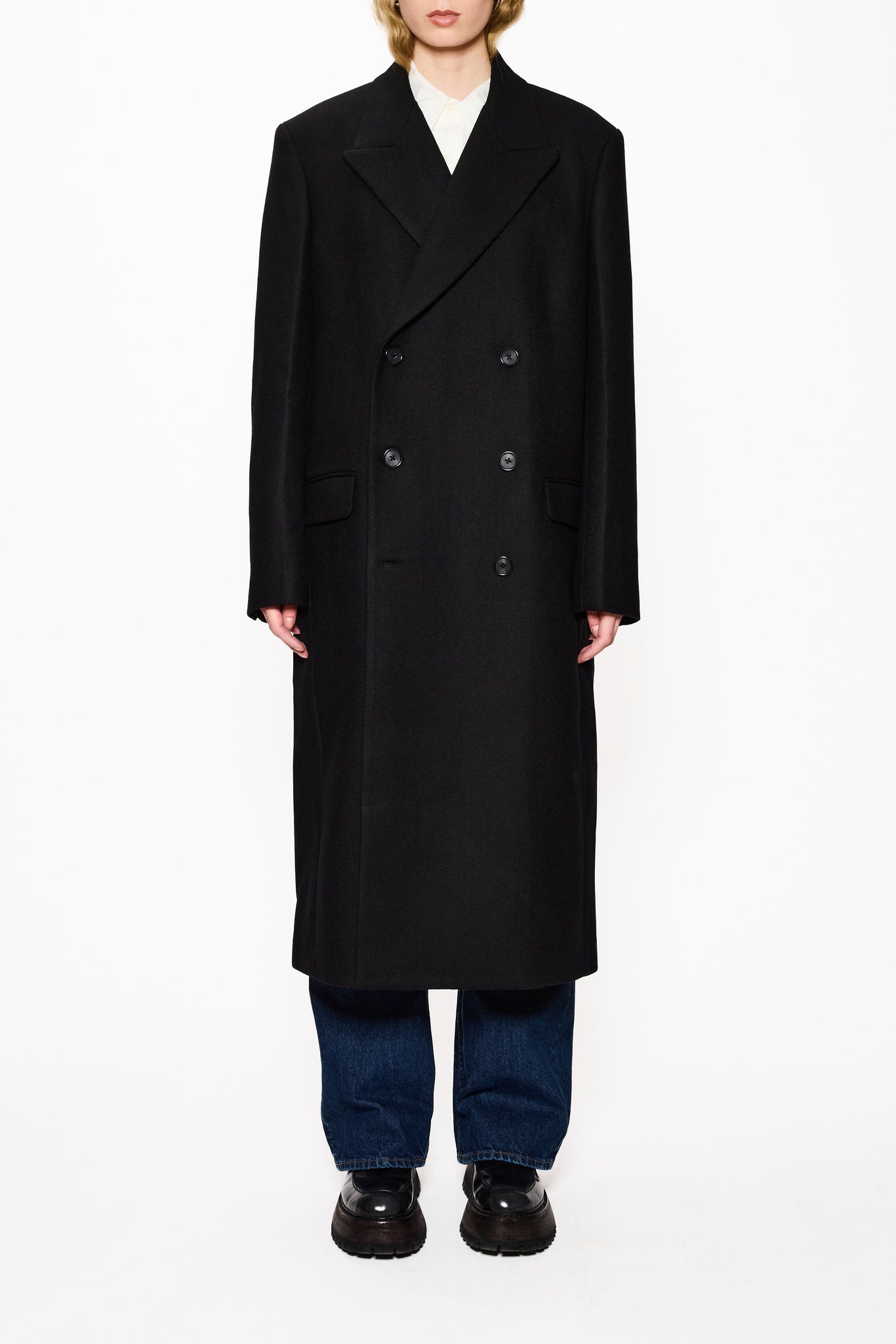 ジャケット・アウター HOPE STOCKHOLM TIME COAT Relaxed Double Breasted Coat - Time Coat in Black Twill – HOPE STHLM