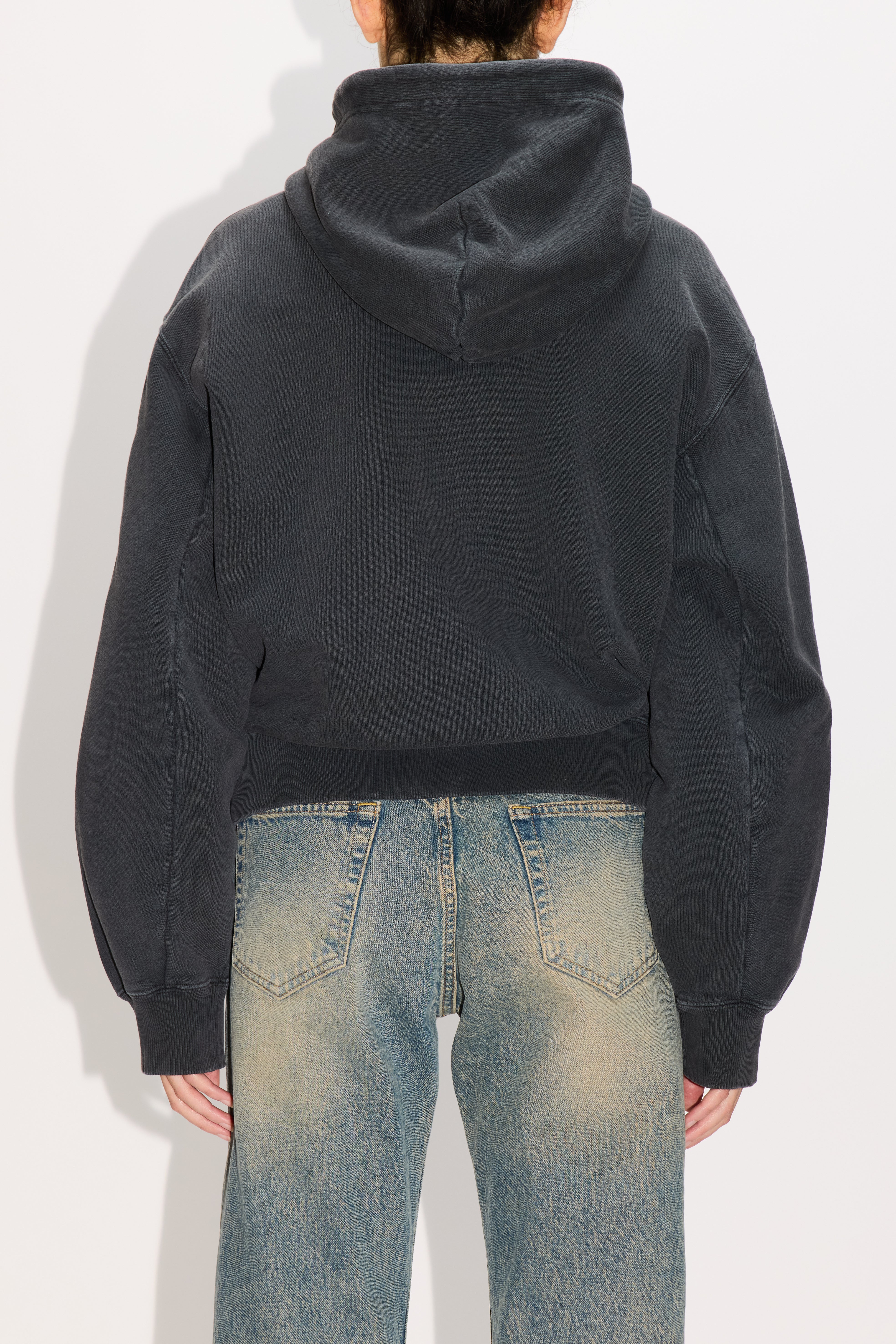hope Oversized Zip-up Hoodie - Bubble Zip Hoodie in Vintage Black