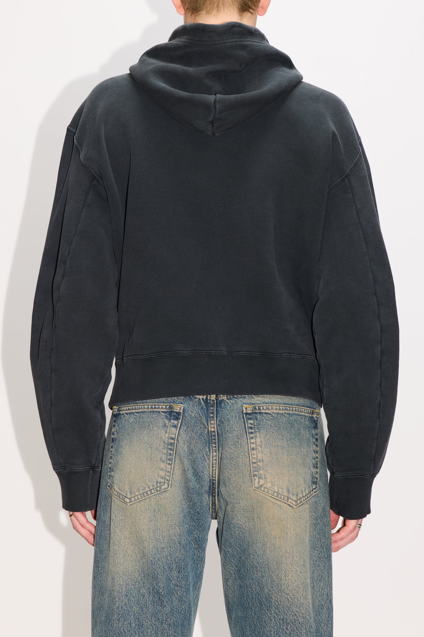 Oversized Zip-up Hoodie - Bubble Zip Hoodie in Vintage Black