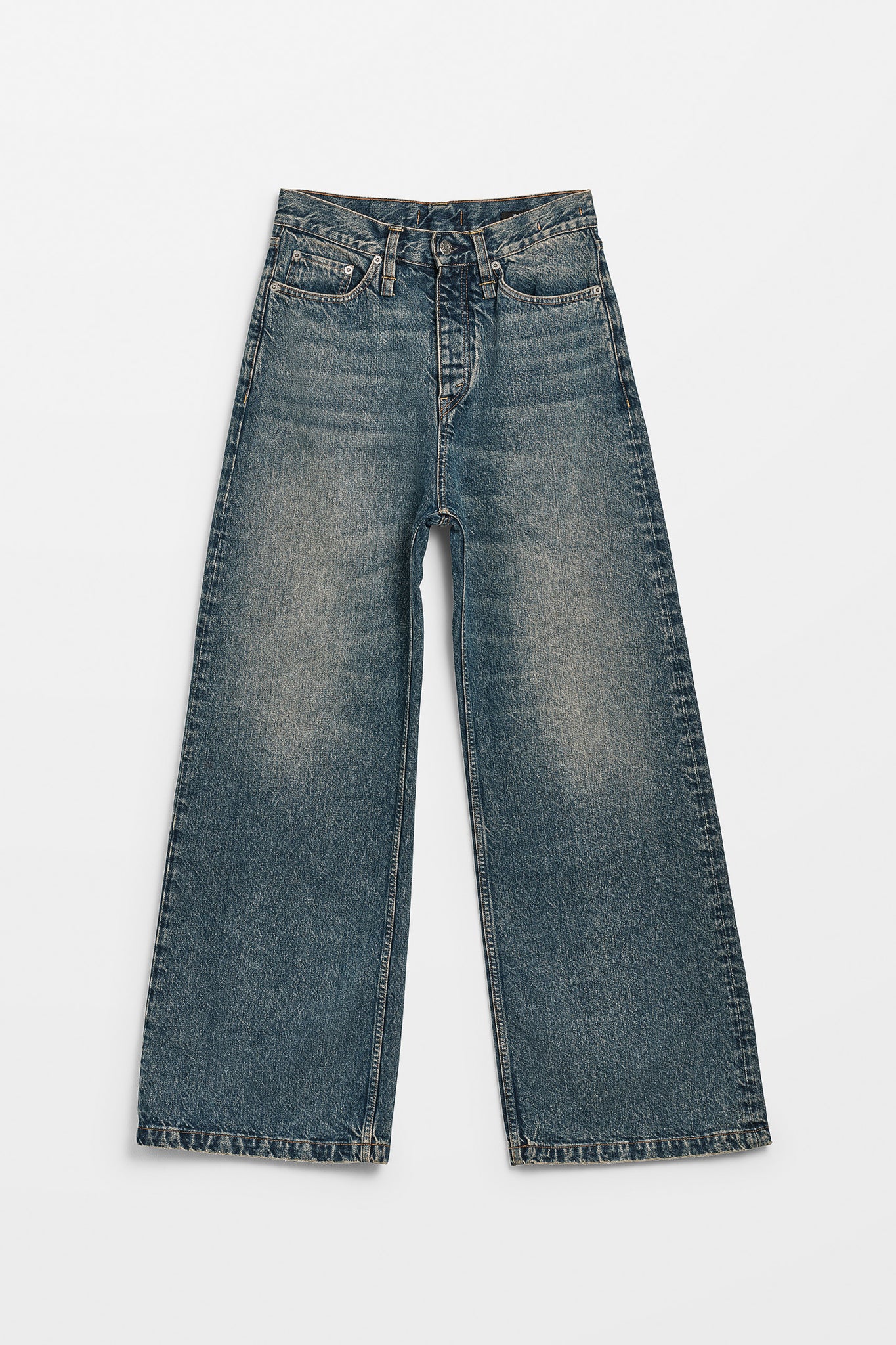 Wide-leg Jeans - Skid Jeans in Mid Blue Dirty – HOPE STHLM