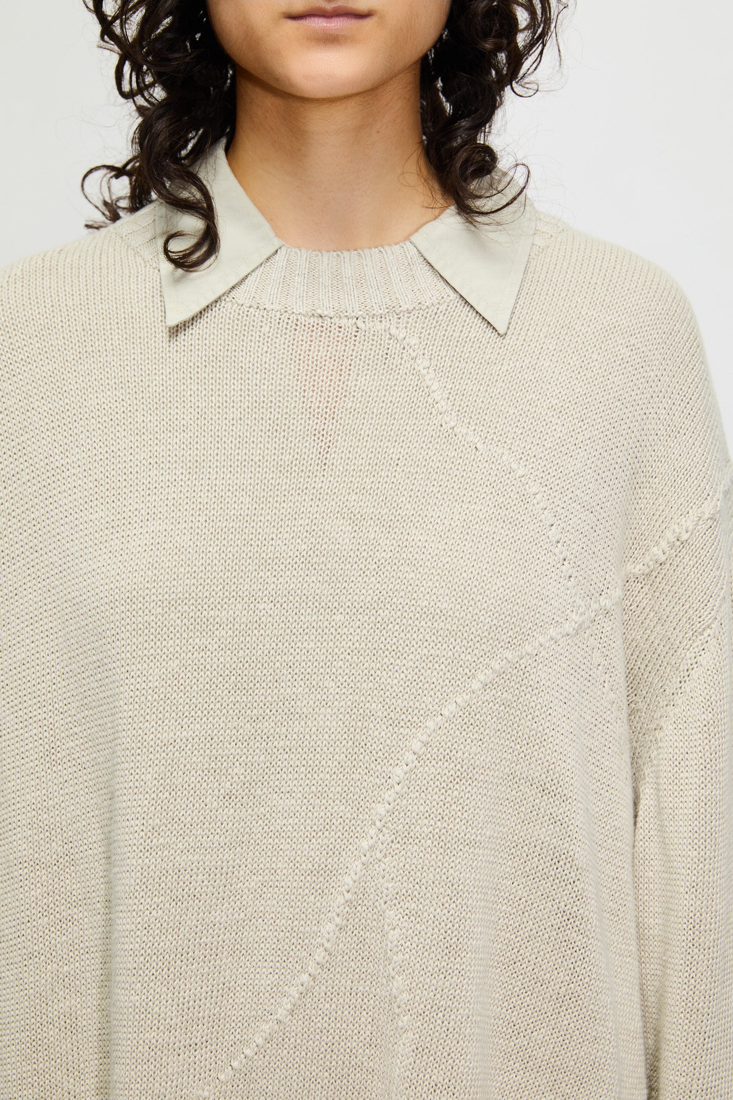 ニット・セーター HUECLOSET Lumos Print Knit SE364 Linen Sweater - Cracked Sweater in Green Grey – HOPE STHLM