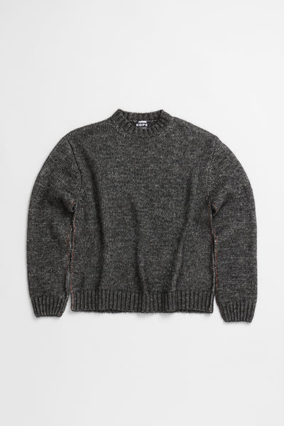 Oversized Wool Sweater East Sweater in Black Melange HOPE STHLM