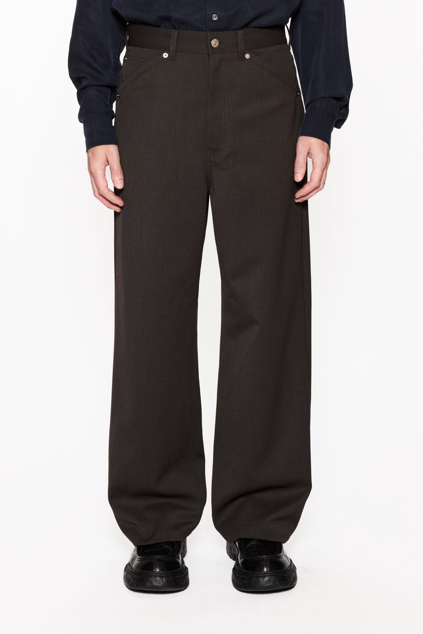 Loose Fit Trousers in Brown Melange Twill – HOPE STHLM