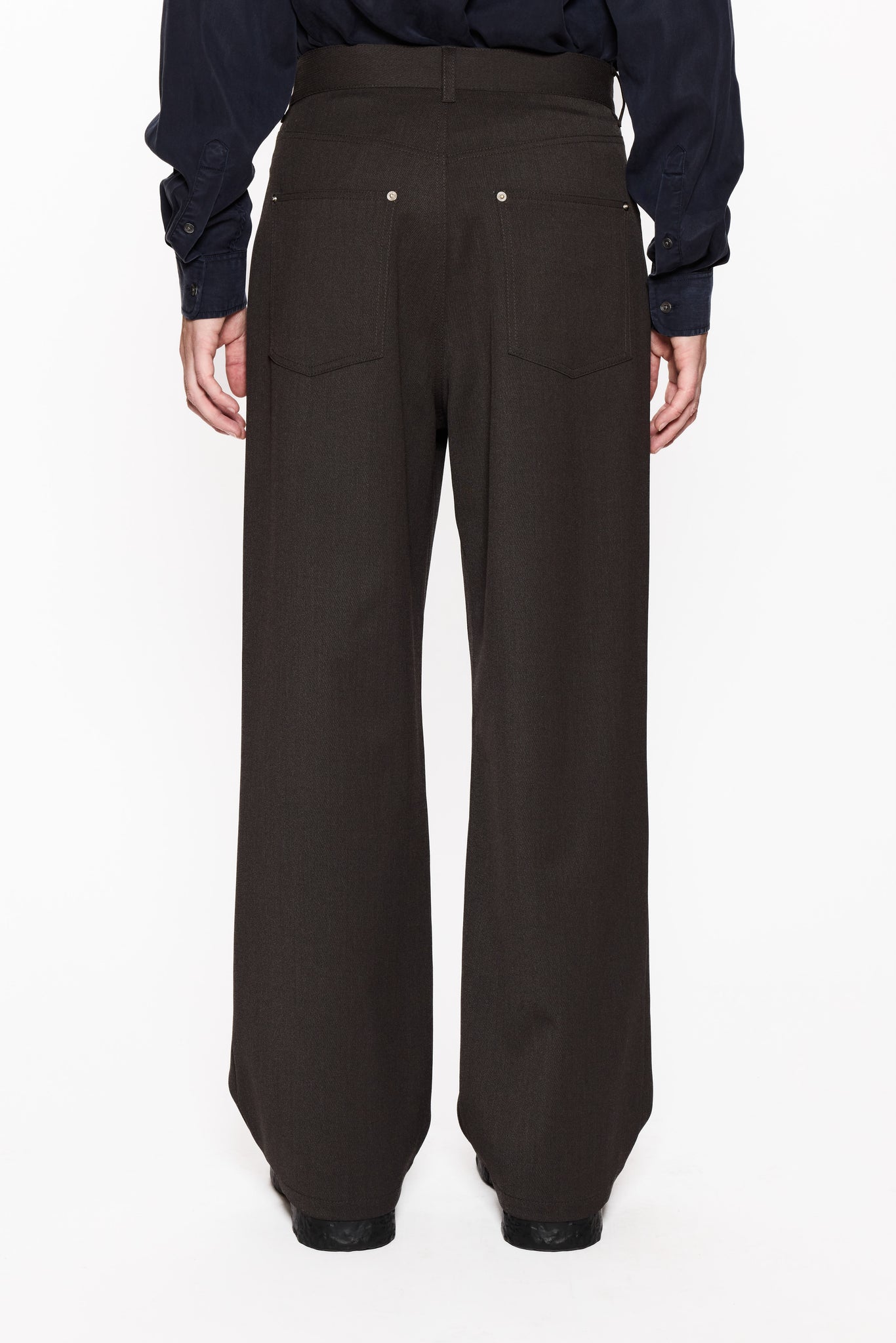 Loose Fit Trousers in Brown Melange Twill – HOPE STHLM