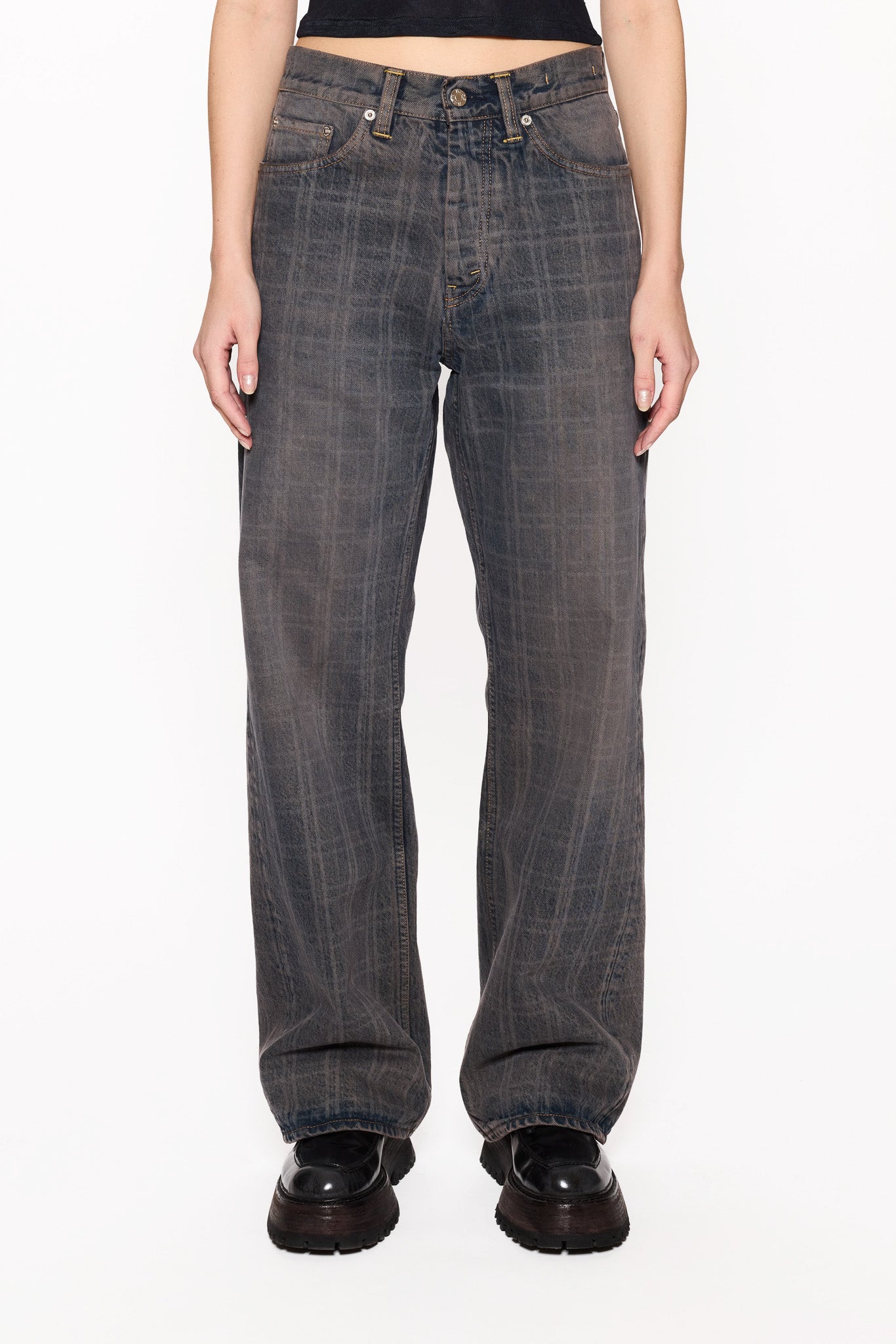 Loose-Fit Jeans in Dusty Blue Check – HOPE STHLM