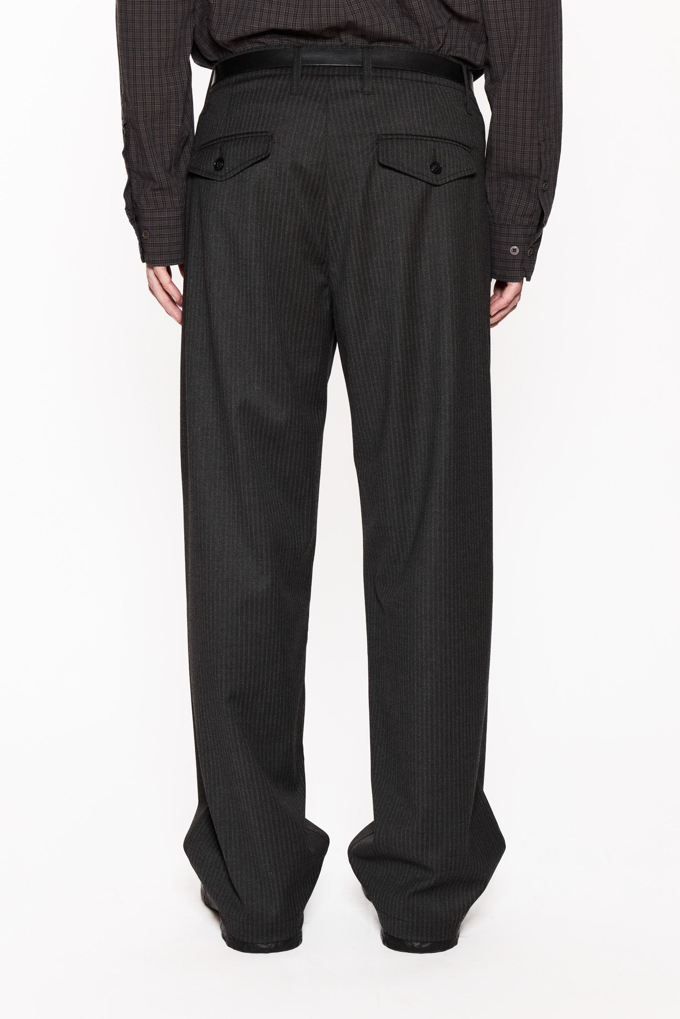 Wide-Leg Suit Trousers in Grey Pinstripe – HOPE STHLM