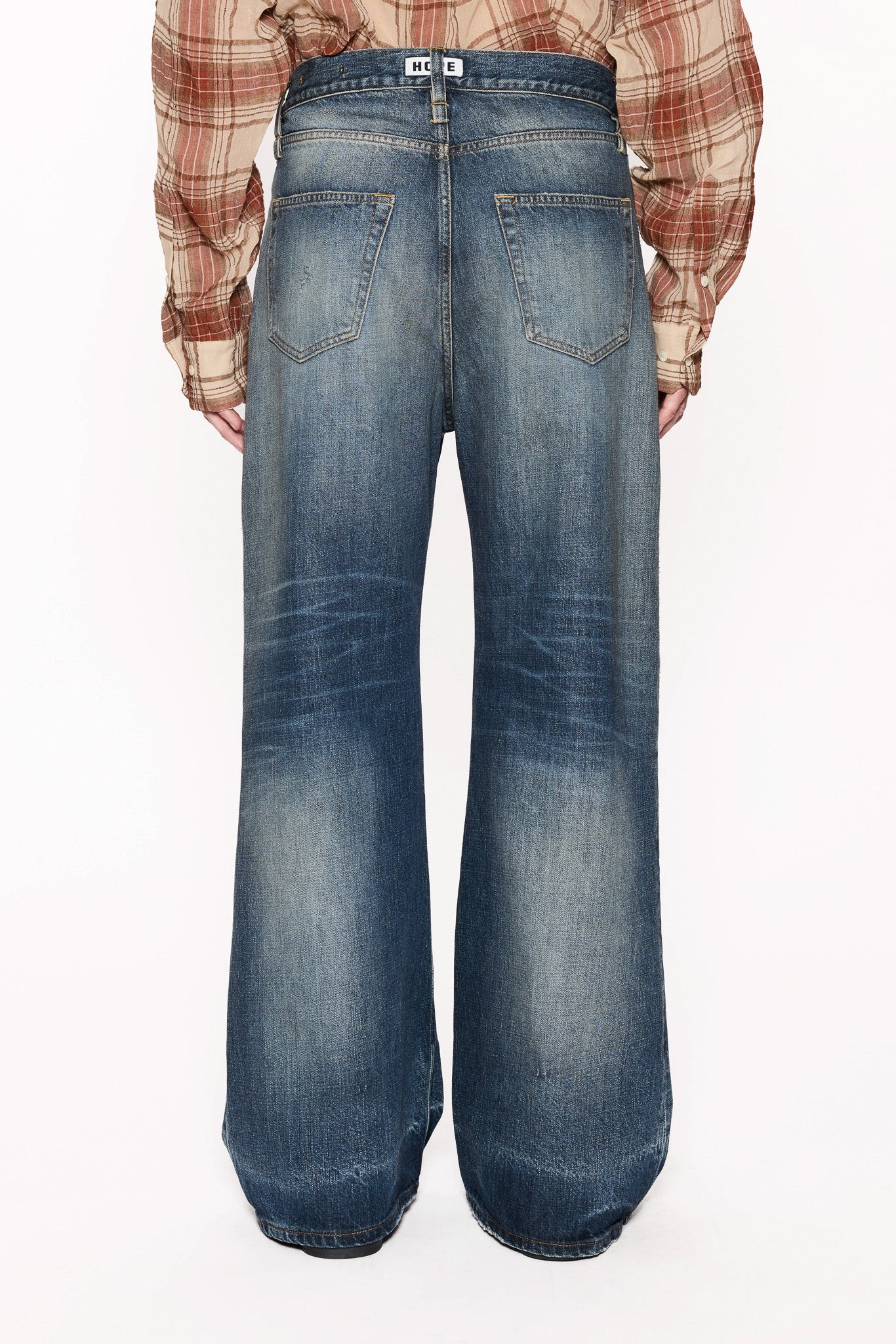 Wide-Leg Jeans in Mid Blue Cross Hatch – HOPE STHLM