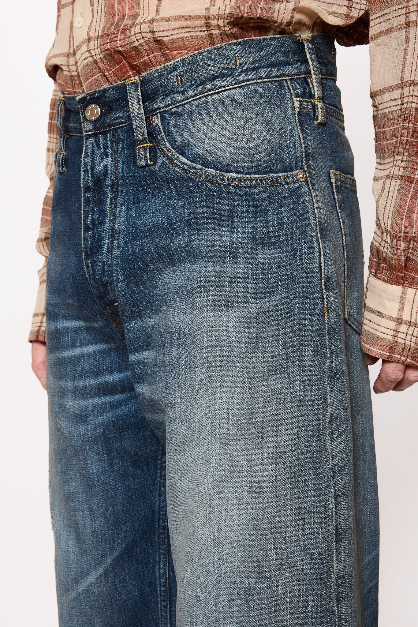 Wide-Leg Jeans in Mid Blue Cross Hatch – HOPE STHLM