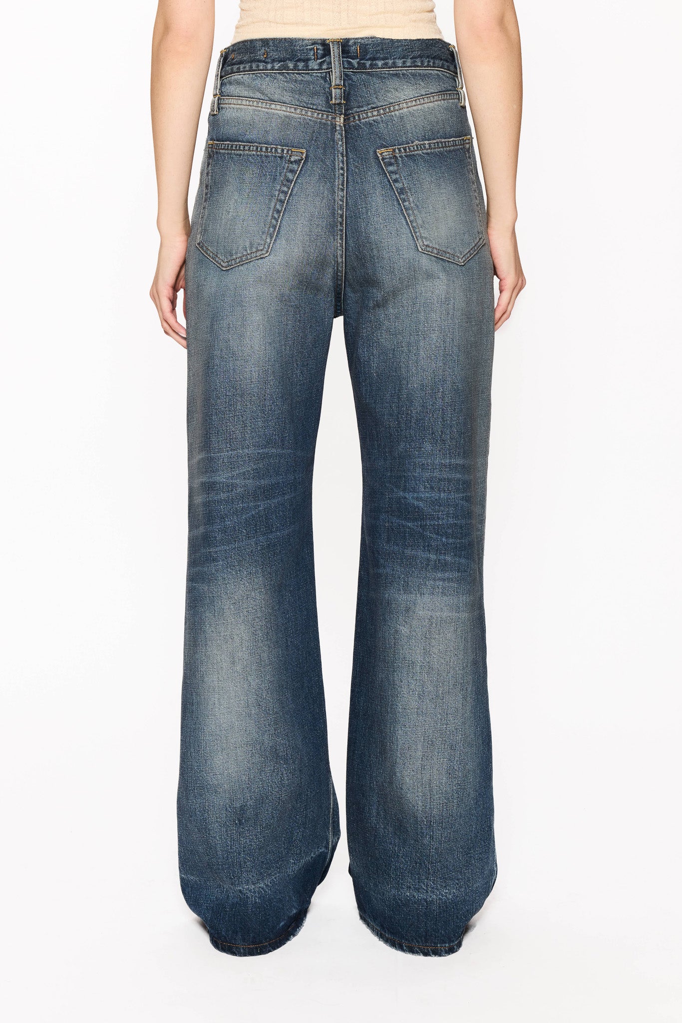 Wide-Leg Jeans in Mid Blue Cross Hatch – HOPE STHLM