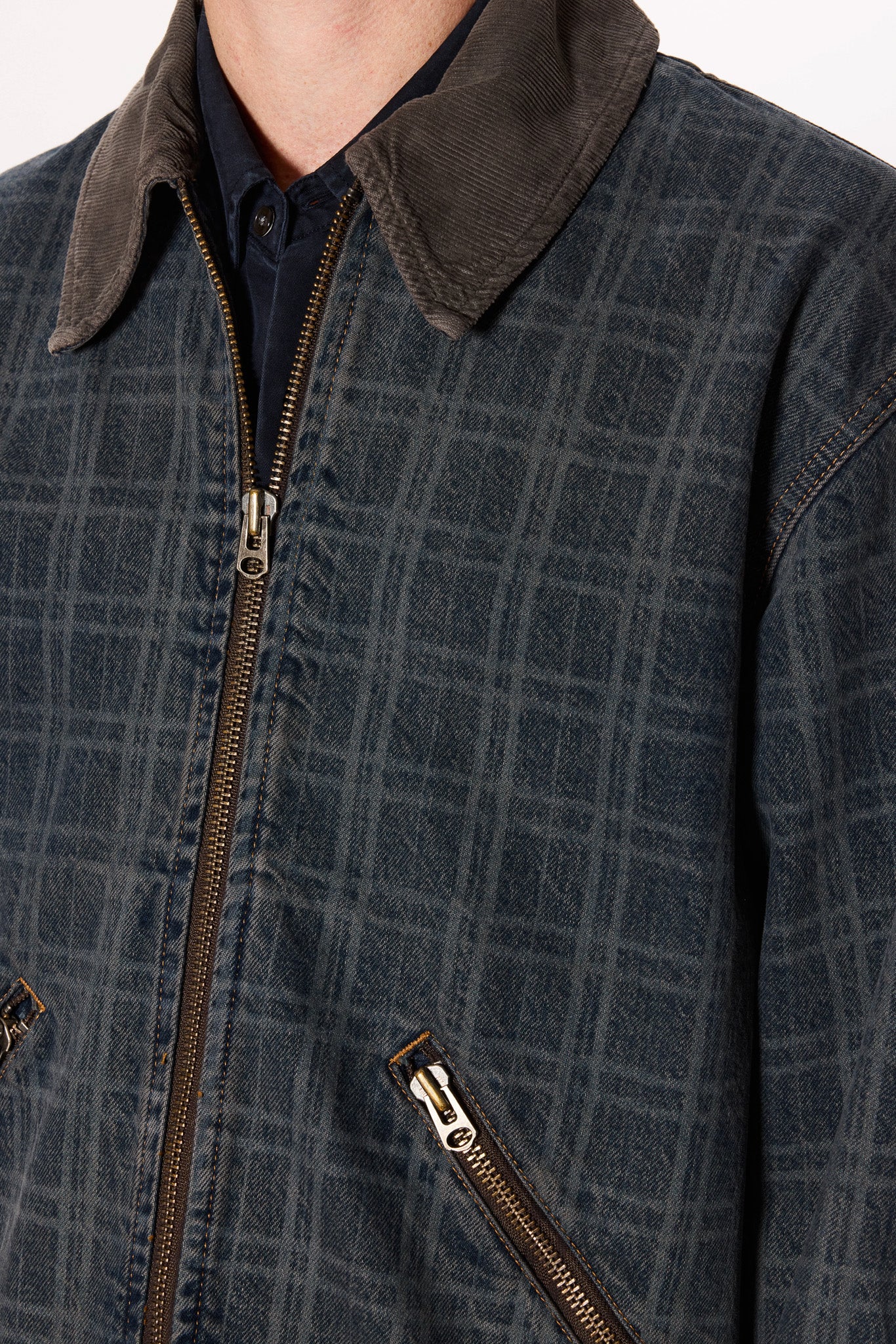 Zip-up Denim Jacket with in Dusty Blue Check – HOPE STHLM
