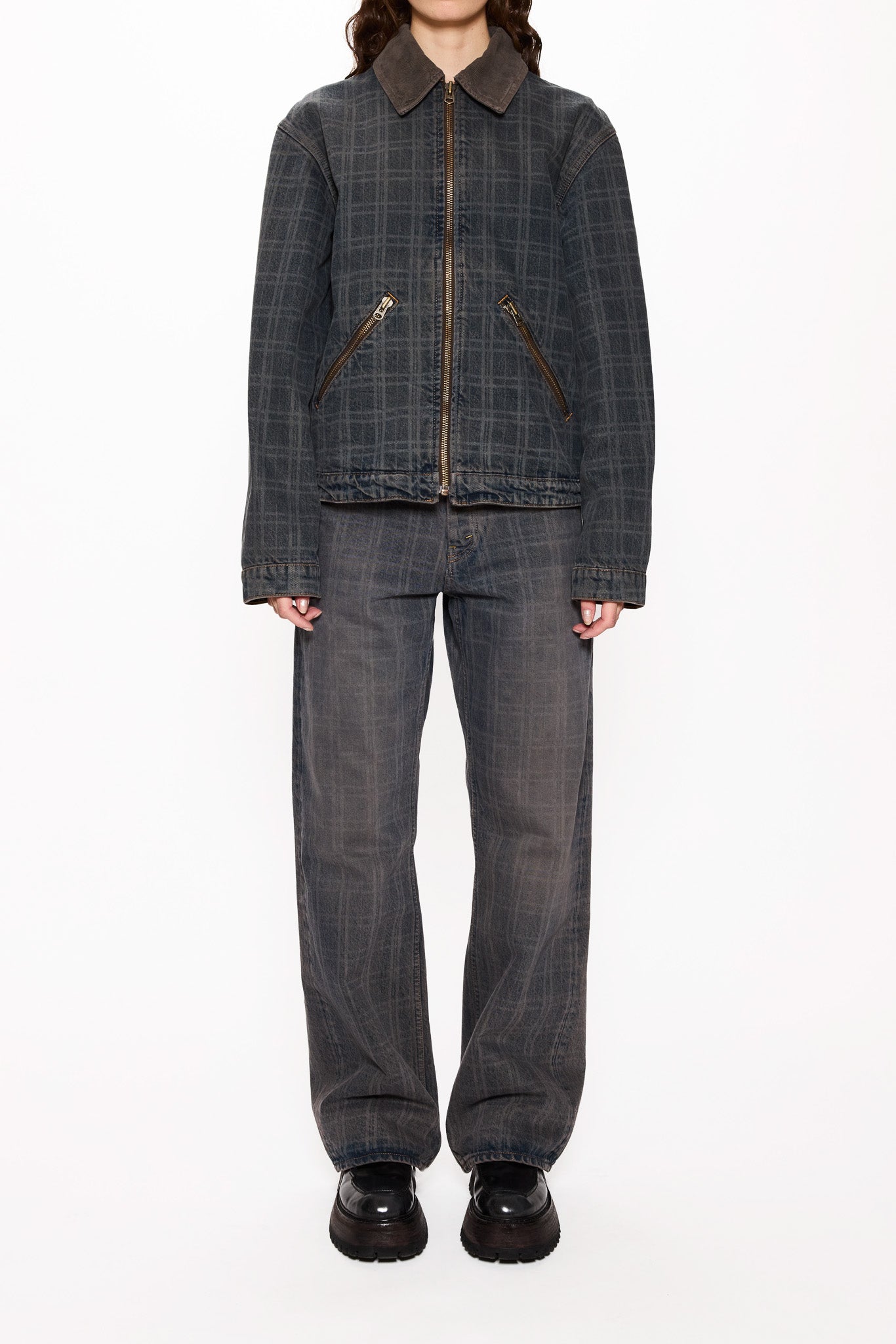 ジャケット・アウター HOPE stockholm Boxy Denim Jacket Zip-up Denim Jacket with in Dusty Blue Check – HOPE STHLM