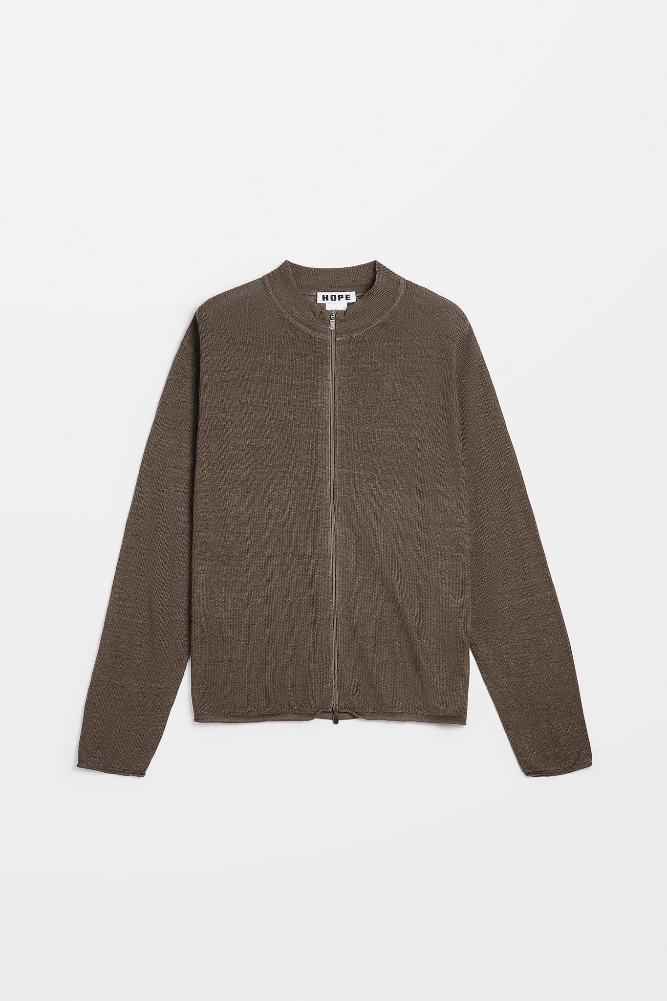 Zip-Up Cardigan in Brown Hemp Rib – HOPE STHLM