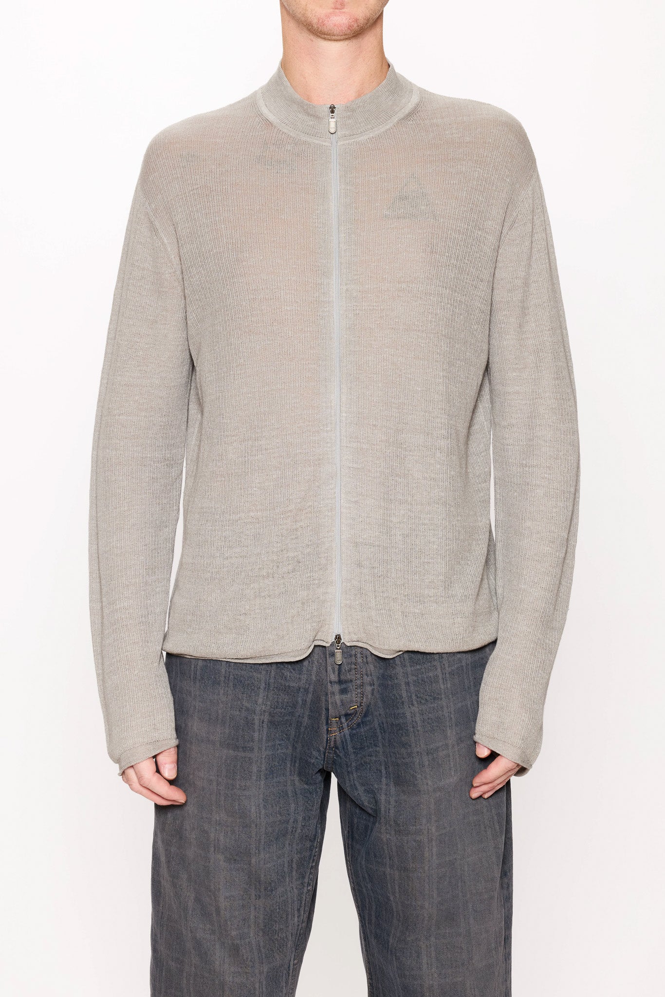 Zip-Up Cardigan in Grey Hemp Rib – HOPE STHLM