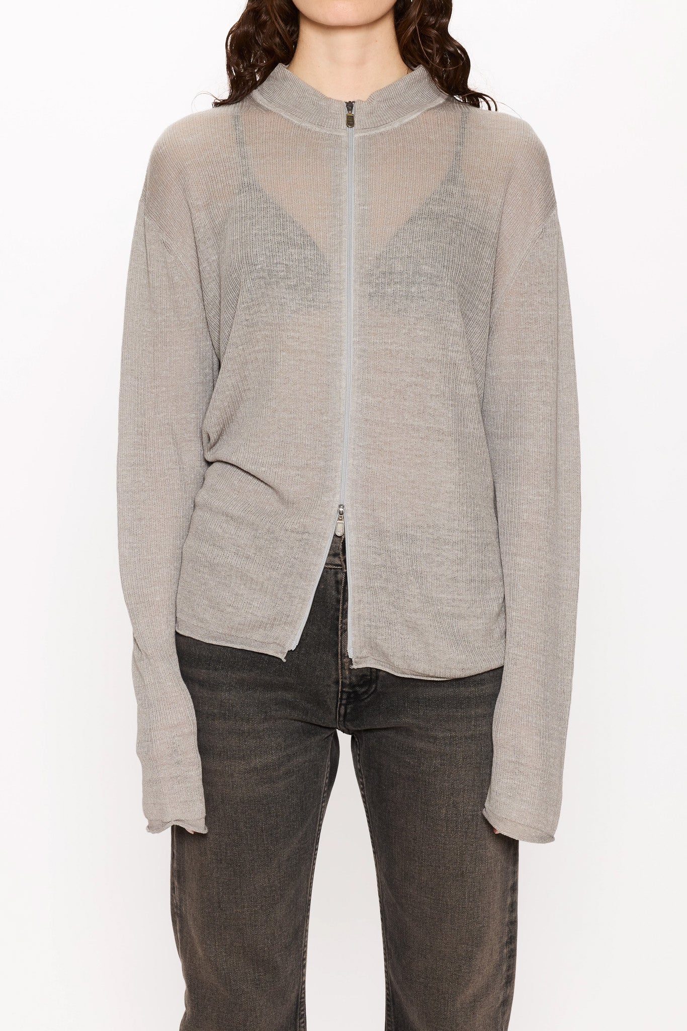 Zip-Up Cardigan in Grey Hemp Rib – HOPE STHLM