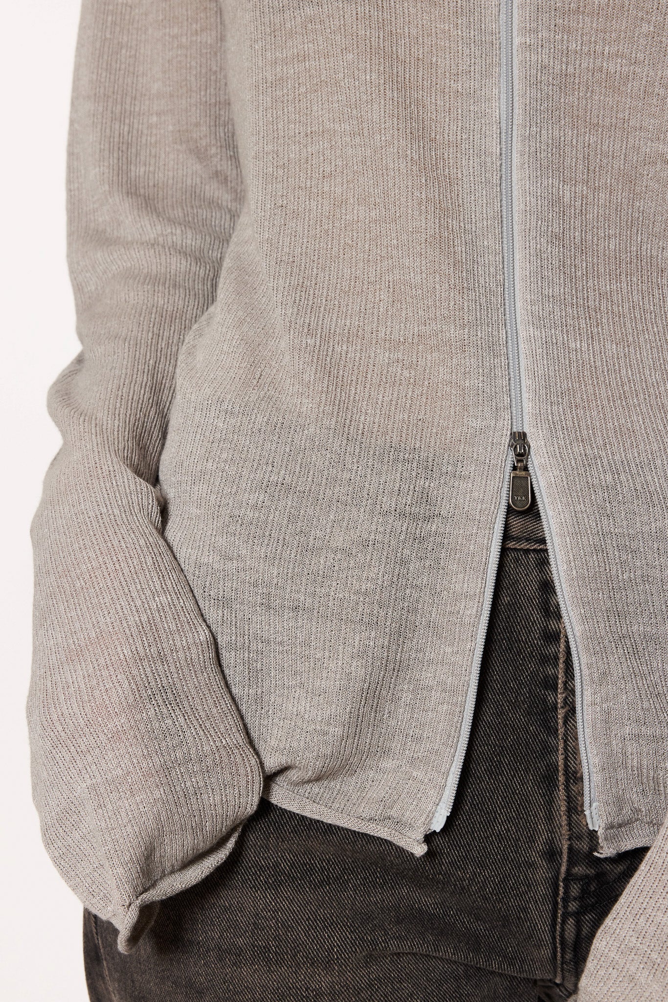 Zip-Up Cardigan in Grey Hemp Rib – HOPE STHLM