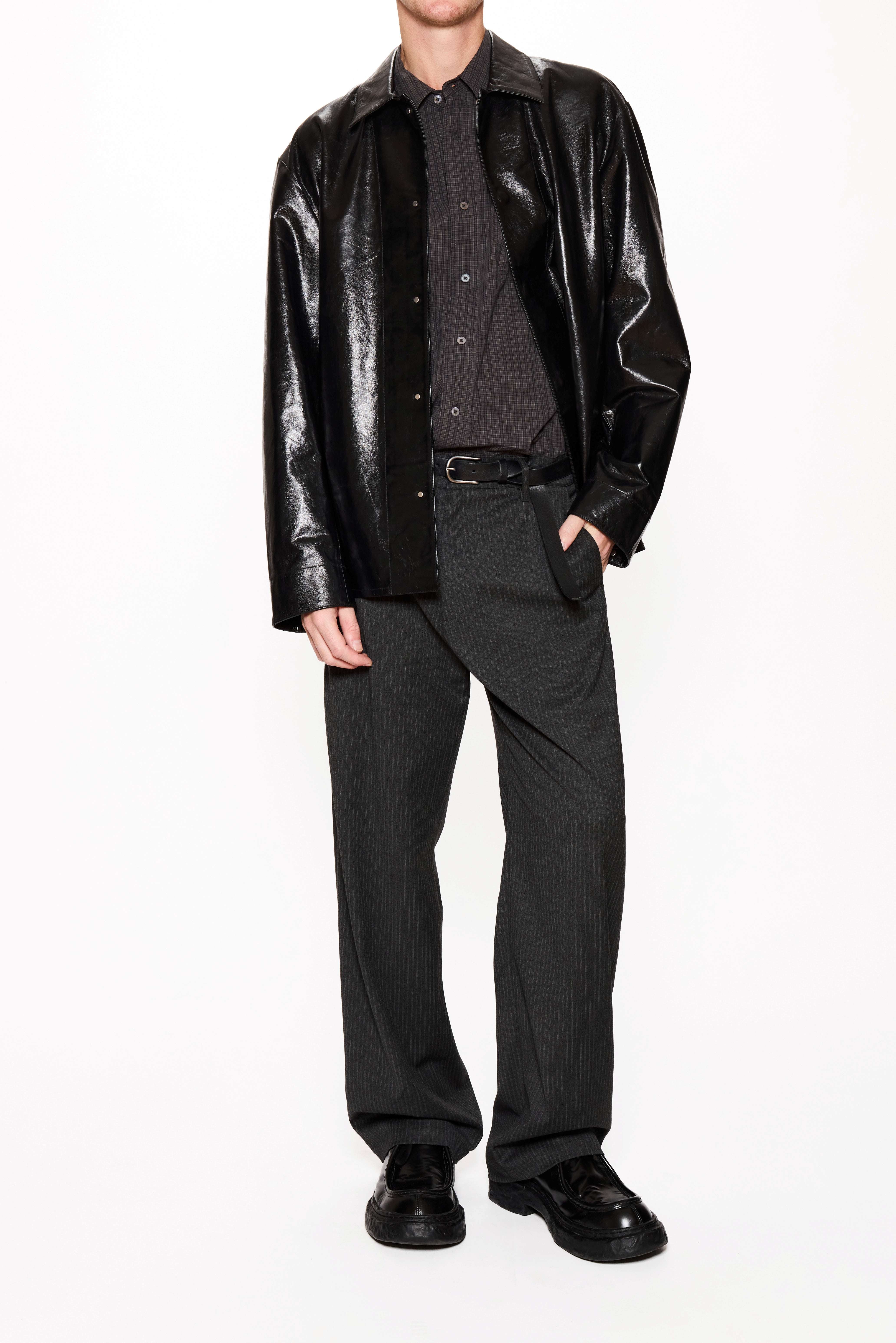 Relaxed Leather Overshirt in Black – HOPE STHLM