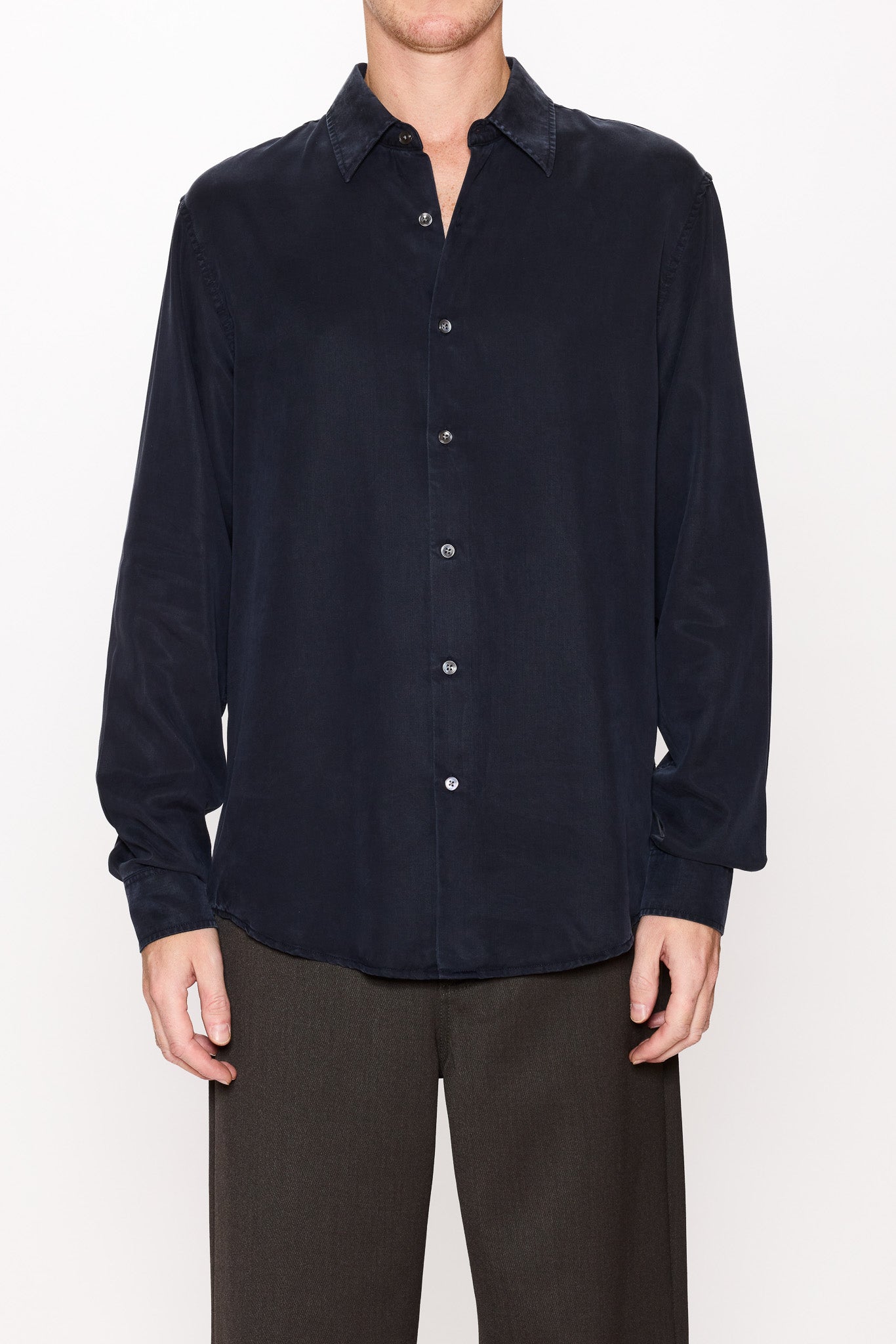 Regular Fit Shirt in Dark Navy Tencel – HOPE STHLM