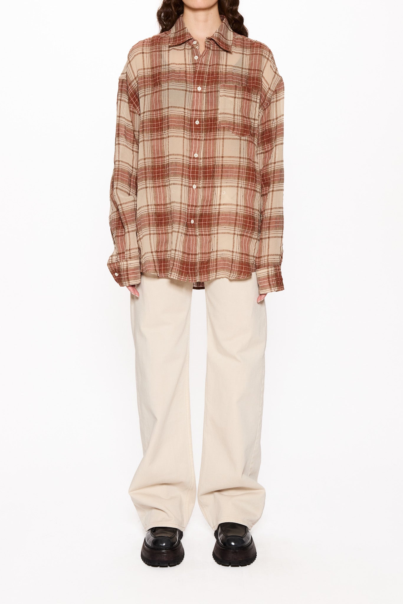 Wide-Fit Shirt in Faded red check – HOPE STHLM
