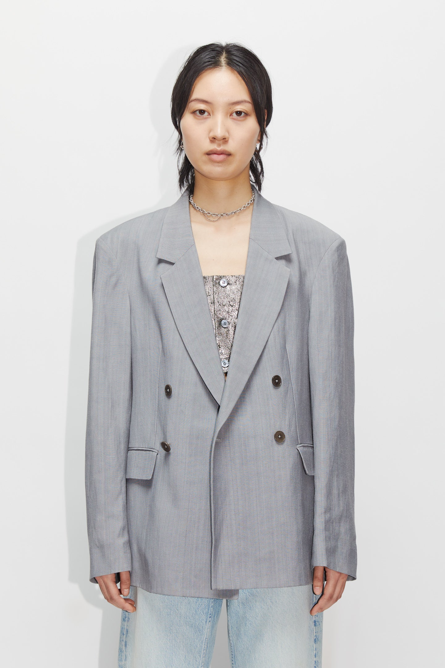 Oversized Double-breasted Blazer - Cava Blazer in Blue Grey – HOPE STHLM