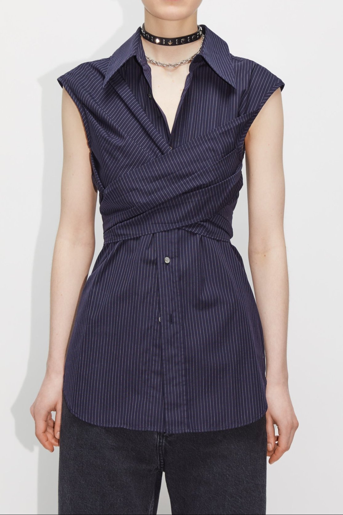 Pinstriped Sleeveless Shirt