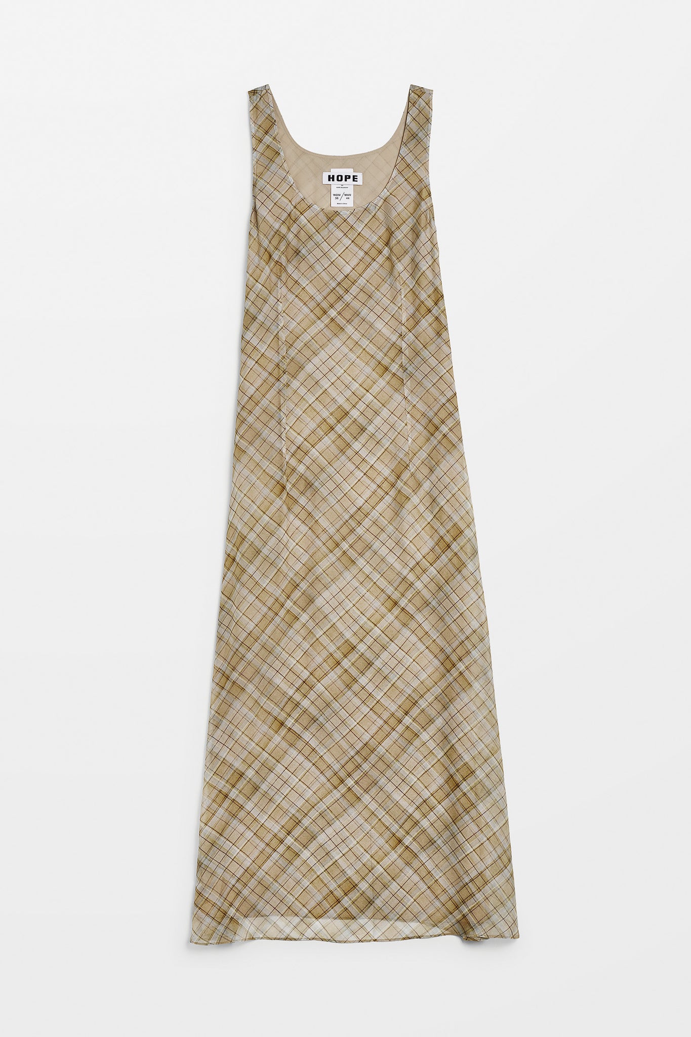 check box tuck dress beige