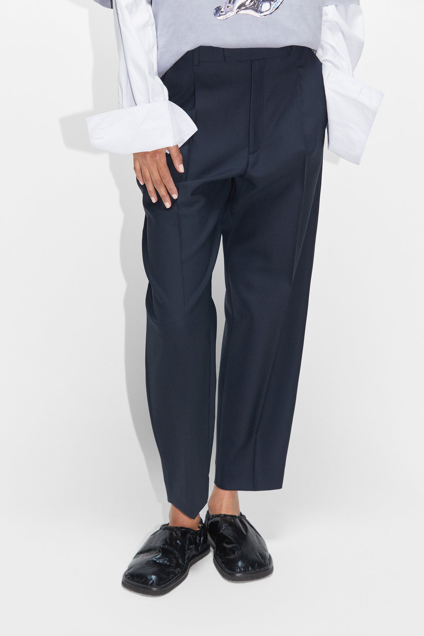 Cropped High Waist Trousers