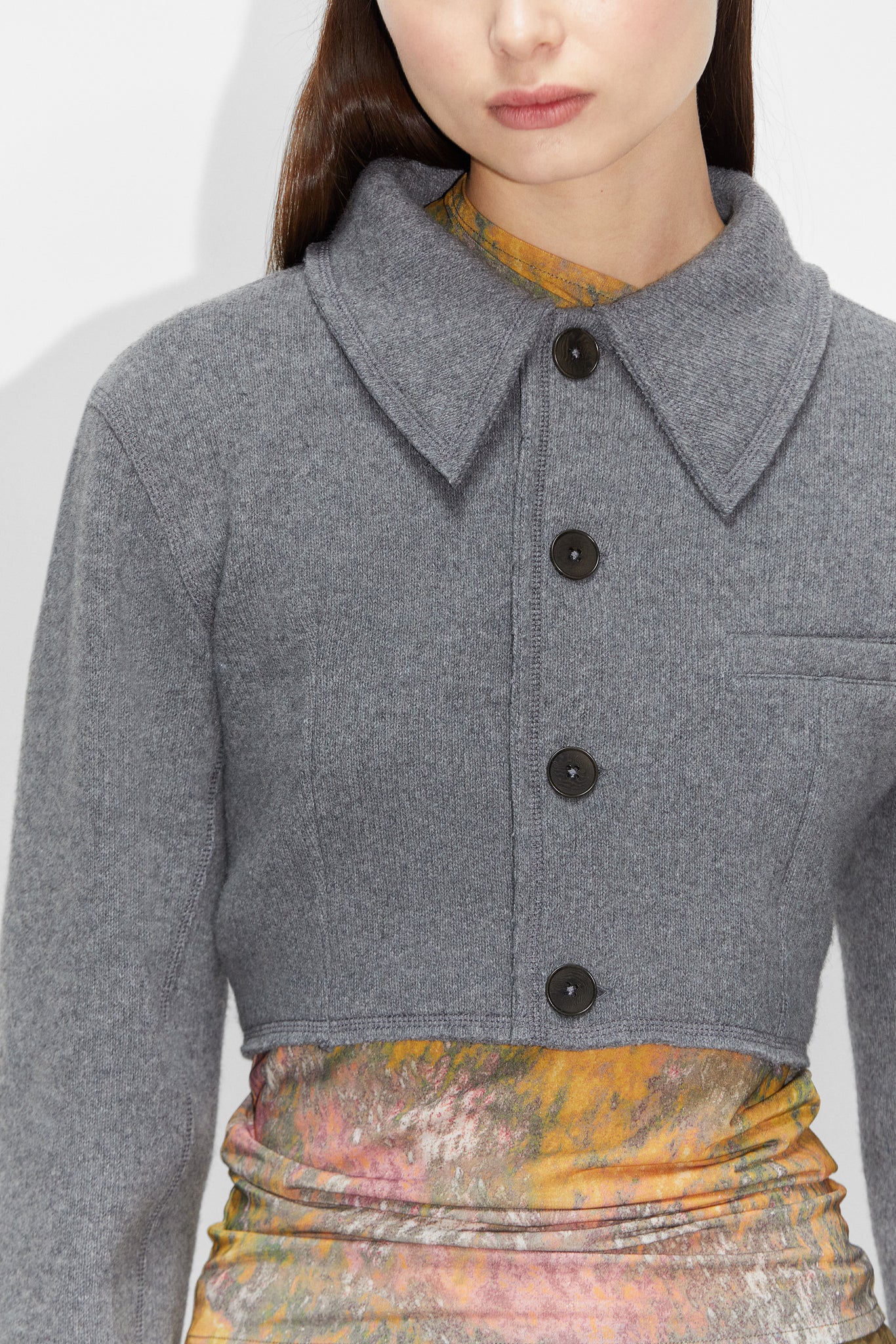 Wool in Cropped Overshirt HOPE Grey STHLM – Melange